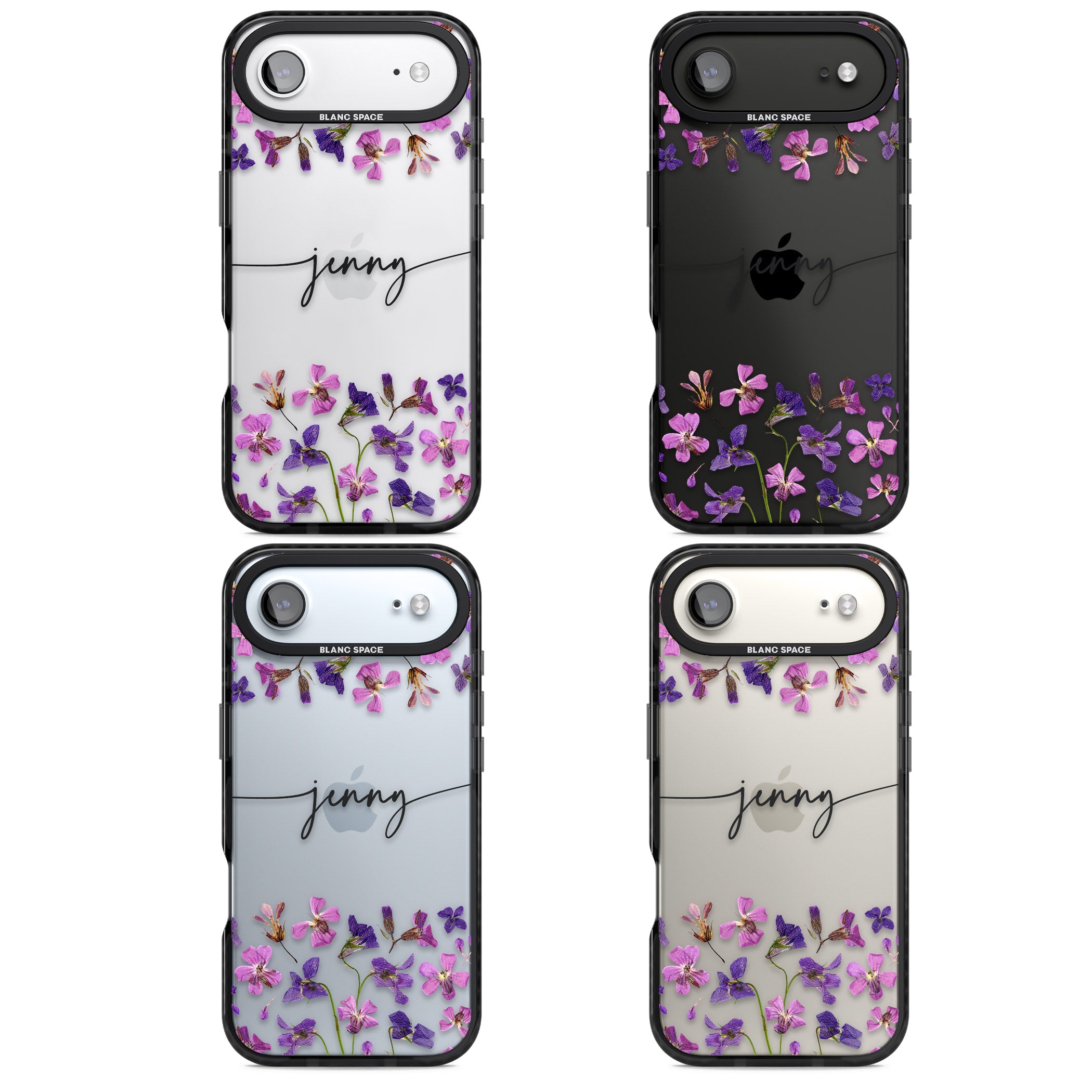 Personalised Purple Violets iPhone 17 Air Impact Black Phone Case APT Impact Protection