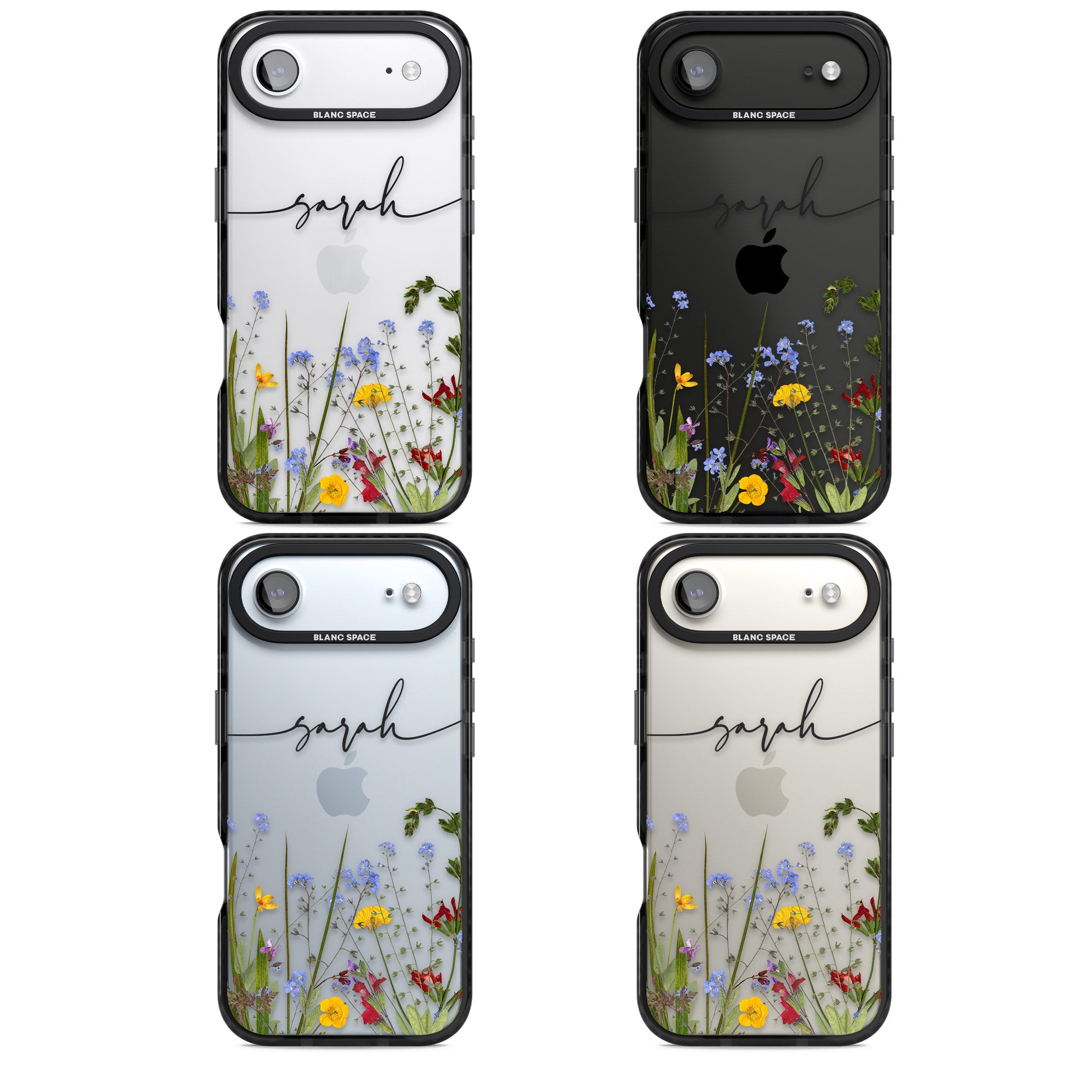 Personalised Wildflower Floral iPhone 17 Air Impact Black Phone Case APT Impact Protection