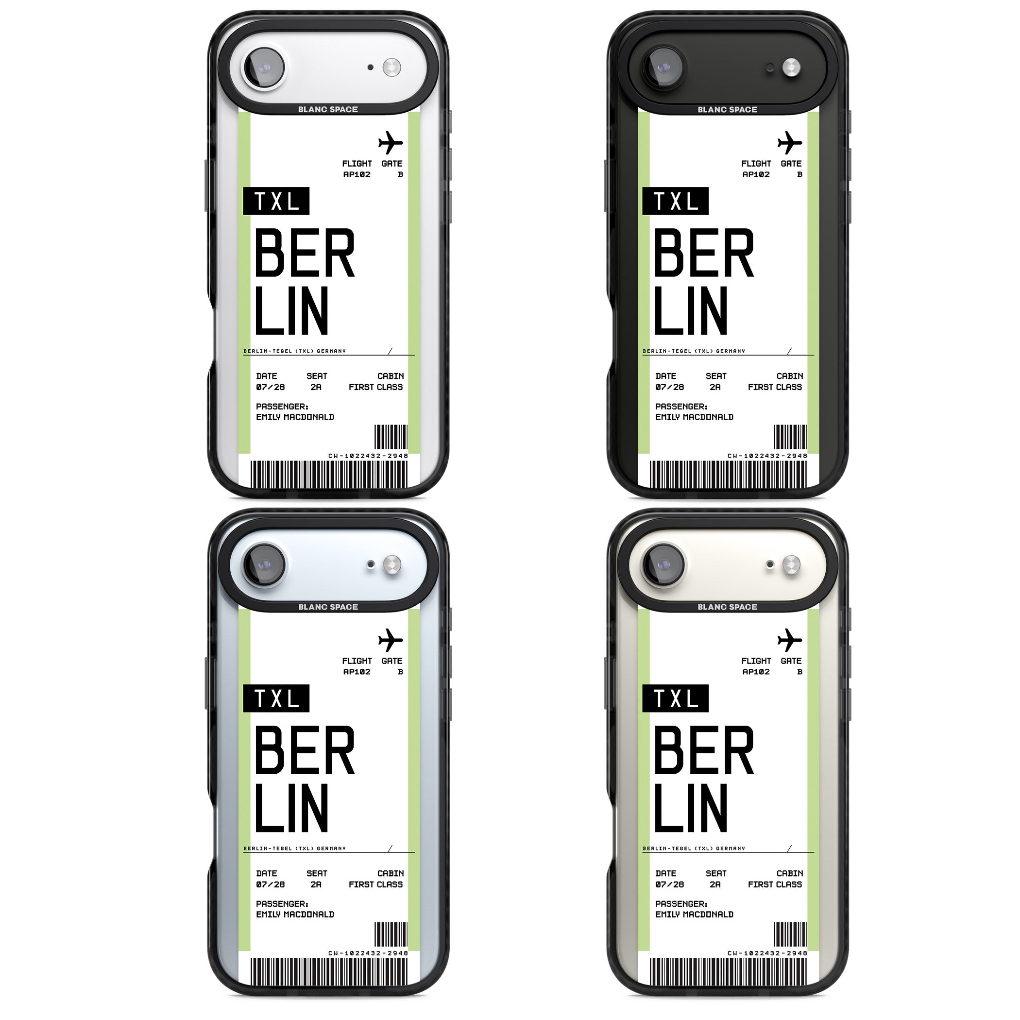 Personalised Berlin Boarding Pass iPhone 17 Air Impact Black Phone Case APT Impact Protection