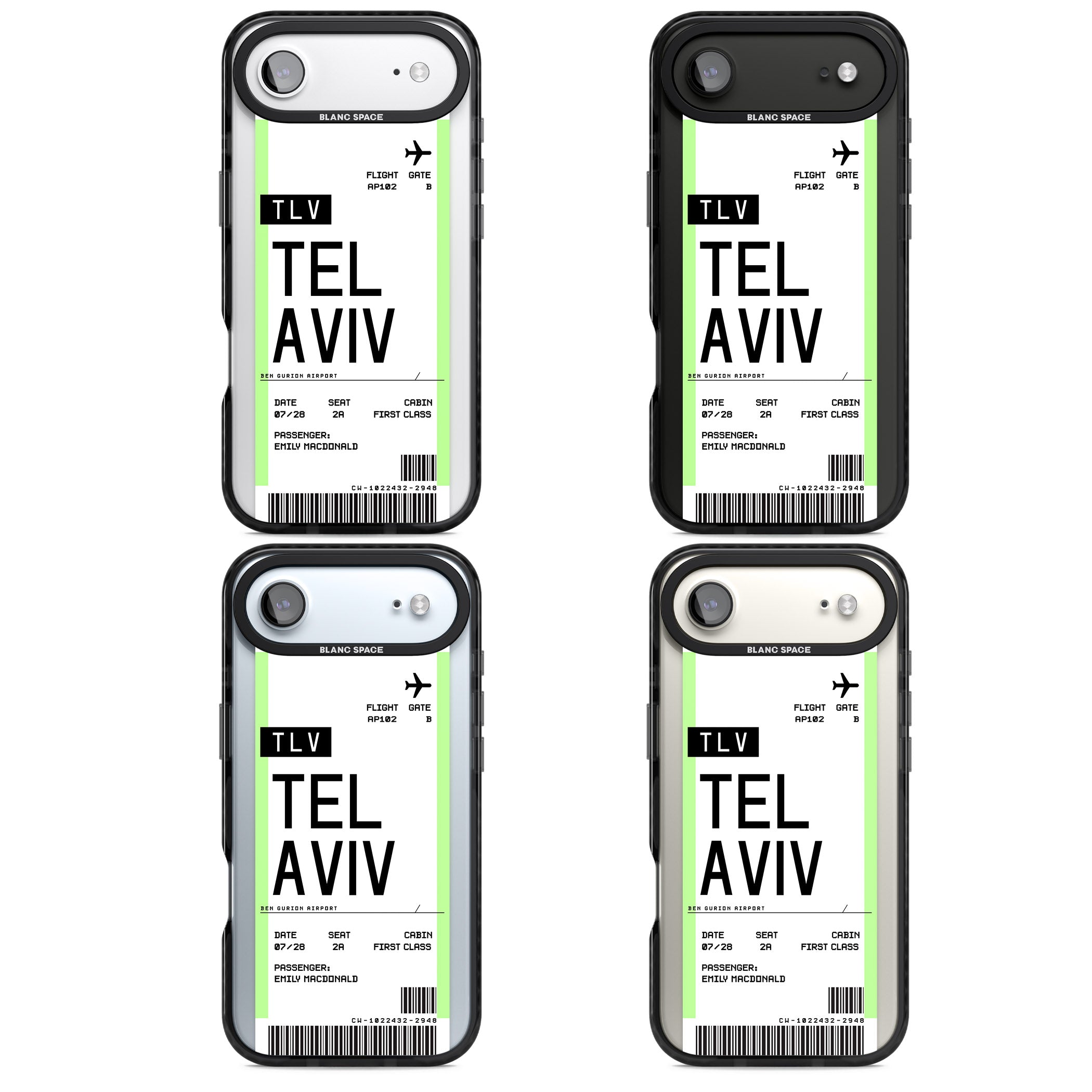 Personalised Tel Aviv Boarding Pass iPhone 17 Air Impact Black Phone Case APT Impact Protection