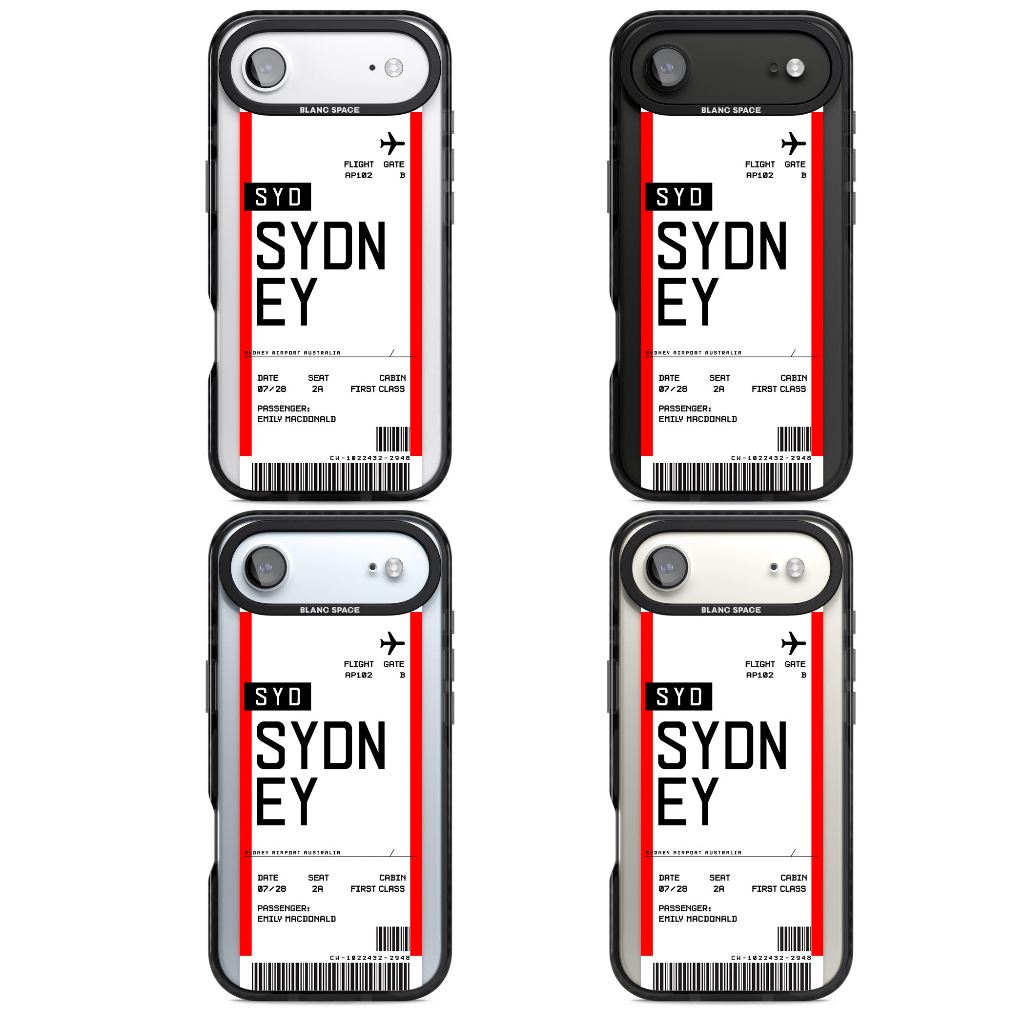 Personalised Sydney Boarding Pass iPhone 17 Air Impact Black Phone Case APT Impact Protection