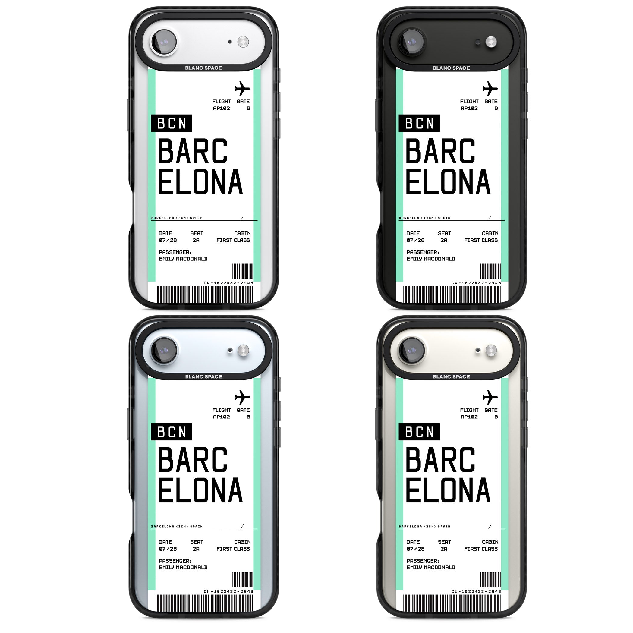 Personalised Barcelona Boarding Pass iPhone 17 Air Impact Black Phone Case APT Impact Protection