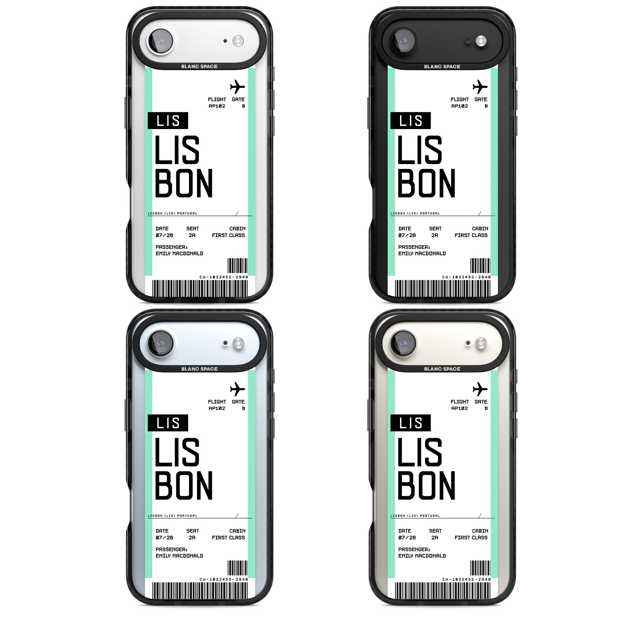 Personalised Lisbon Boarding Pass iPhone 17 Air Impact Black Phone Case APT Impact Protection