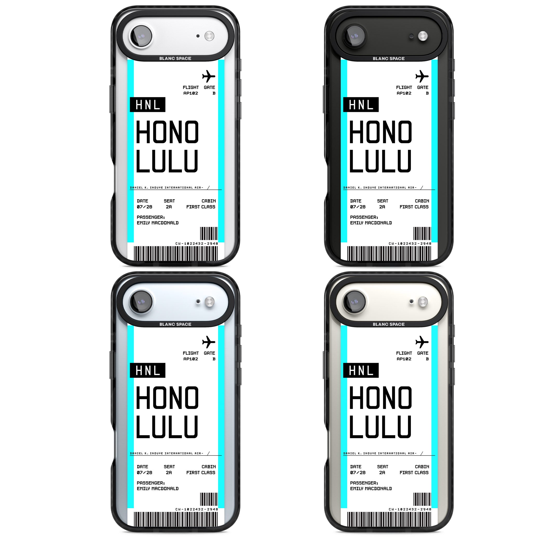 Personalised Honolulu Boarding Pass iPhone 17 Air Impact Black Phone Case APT Impact Protection