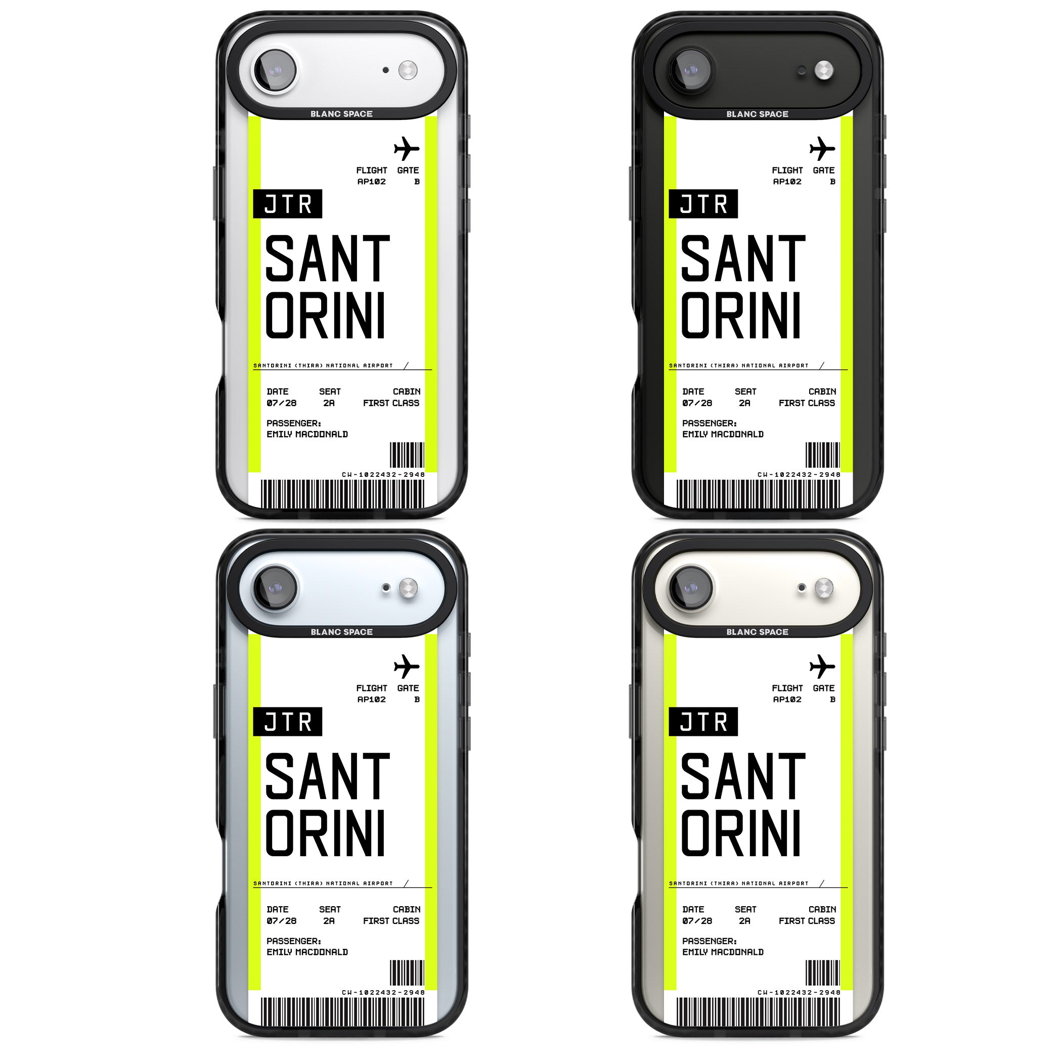 Personalised Santorini Boarding Pass iPhone 17 Air Impact Black Phone Case APT Impact Protection