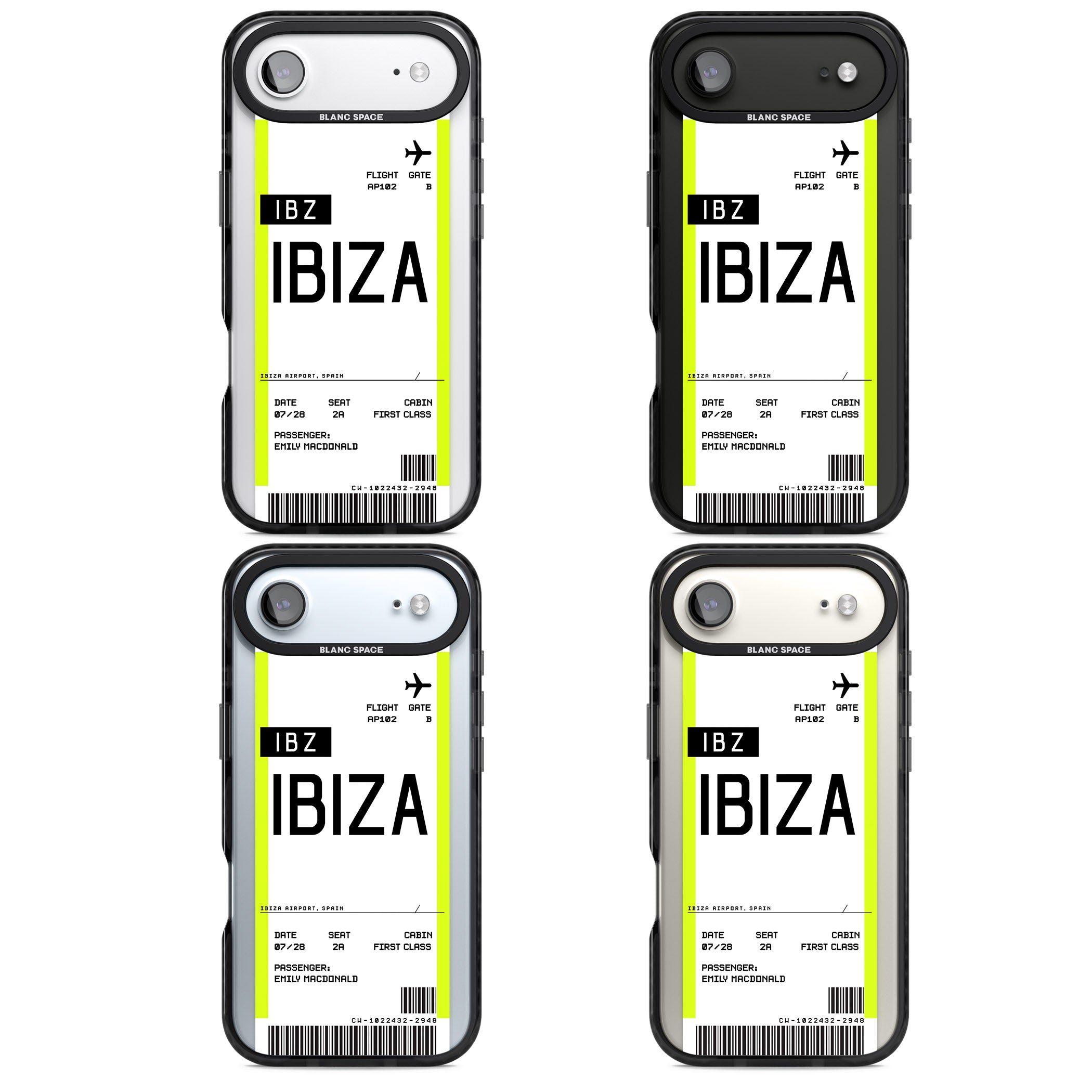 Personalised Ibiza Boarding Pass iPhone 17 Air Impact Black Phone Case APT Impact Protection