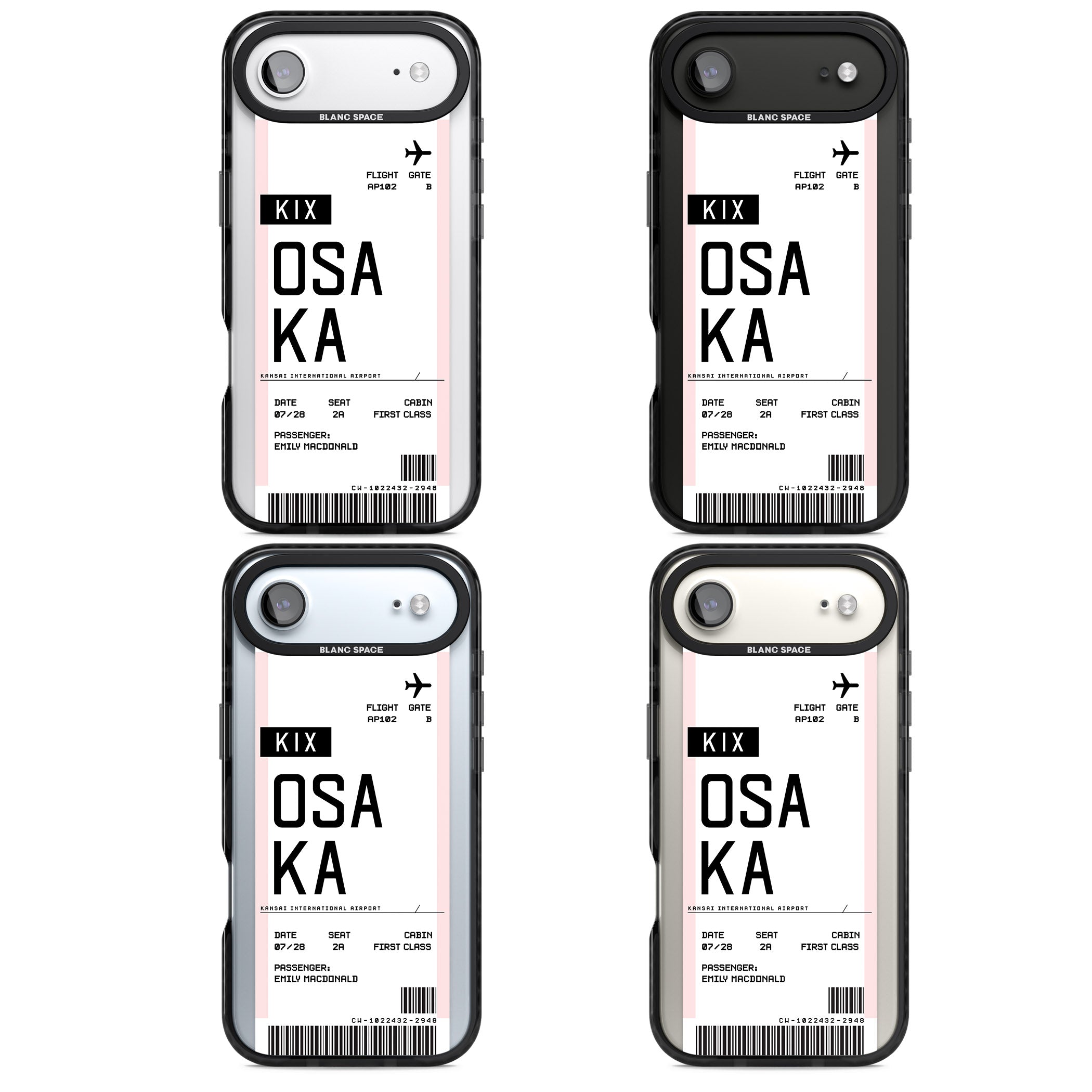 Personalised Osaka Boarding Pass iPhone 17 Air Impact Black Phone Case APT Impact Protection
