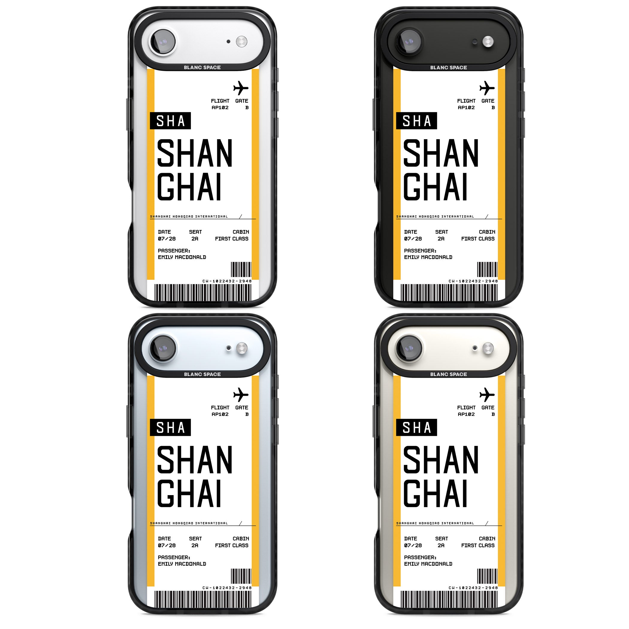Personalised Shanghai Boarding Pass iPhone 17 Air Impact Black Phone Case APT Impact Protection