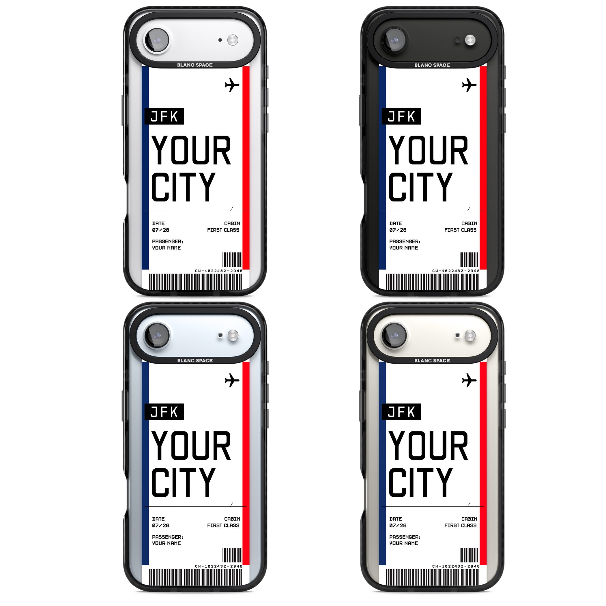 Personalised Create Your Own Boarding Pass Ticket iPhone 17 Air Impact Black Phone Case APT Impact Protection