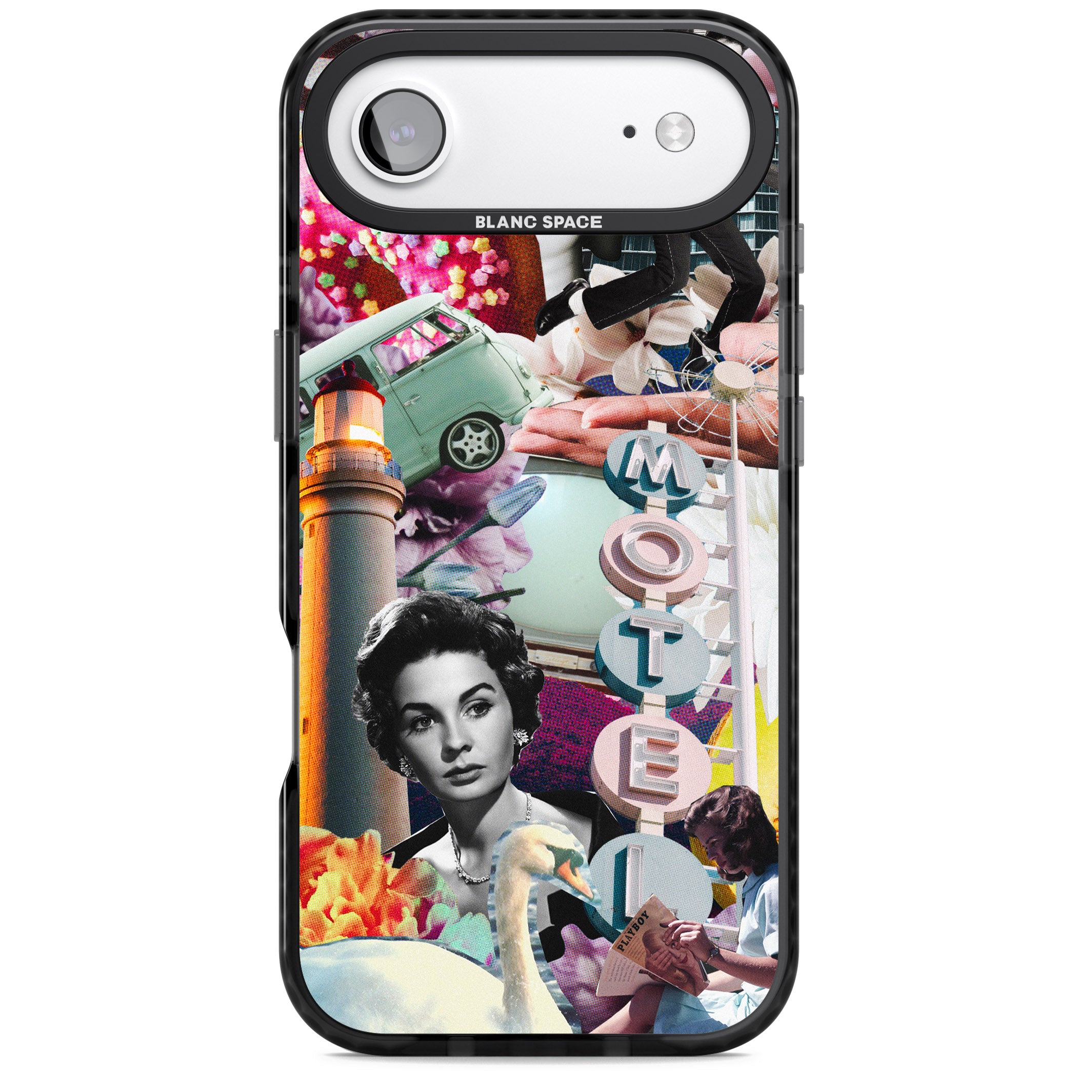 Retro Motel Collage iPhone 17 Air Impact Black Phone Case