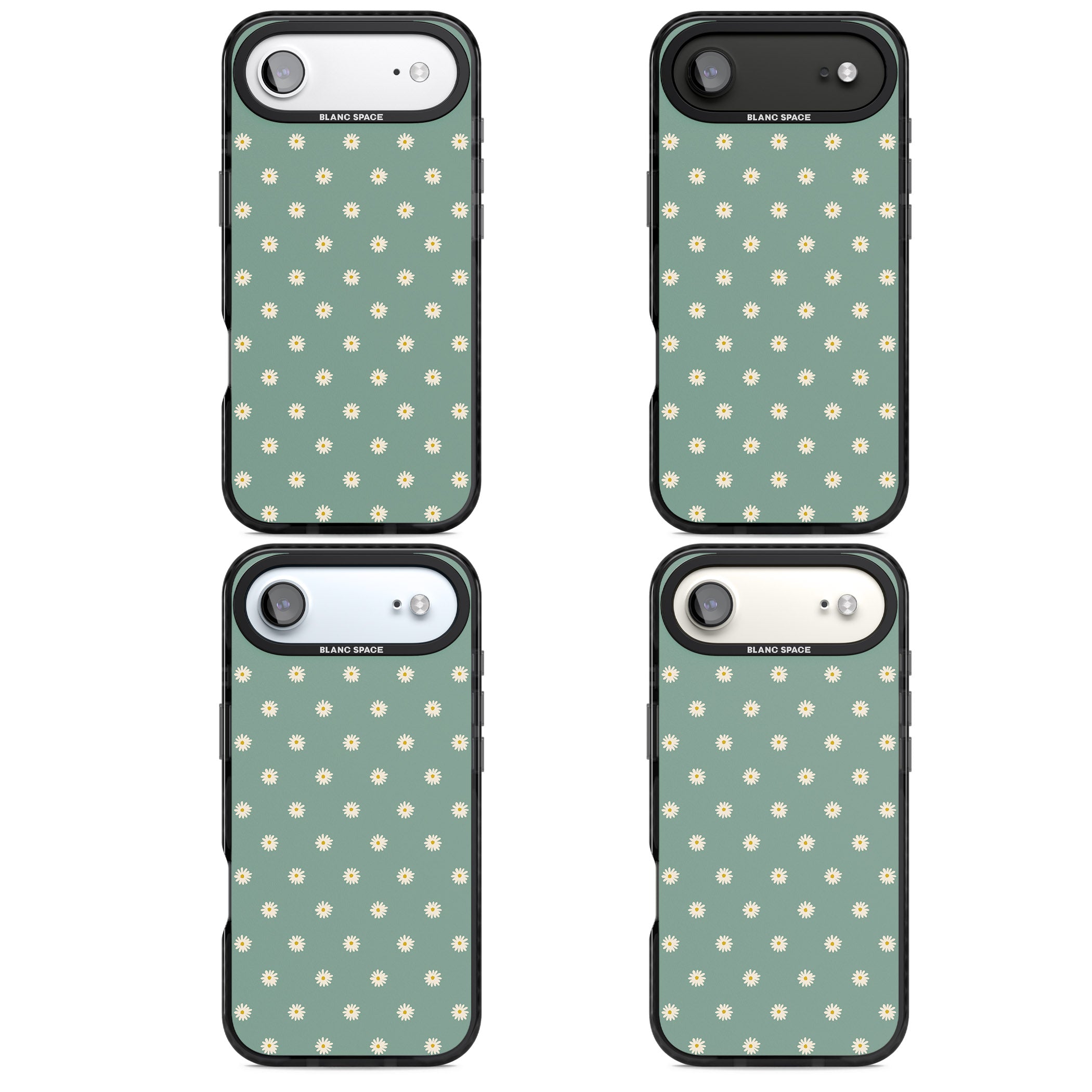 Sage Daisy Floral iPhone 17 Air Impact Black Phone Case APT Impact Protection