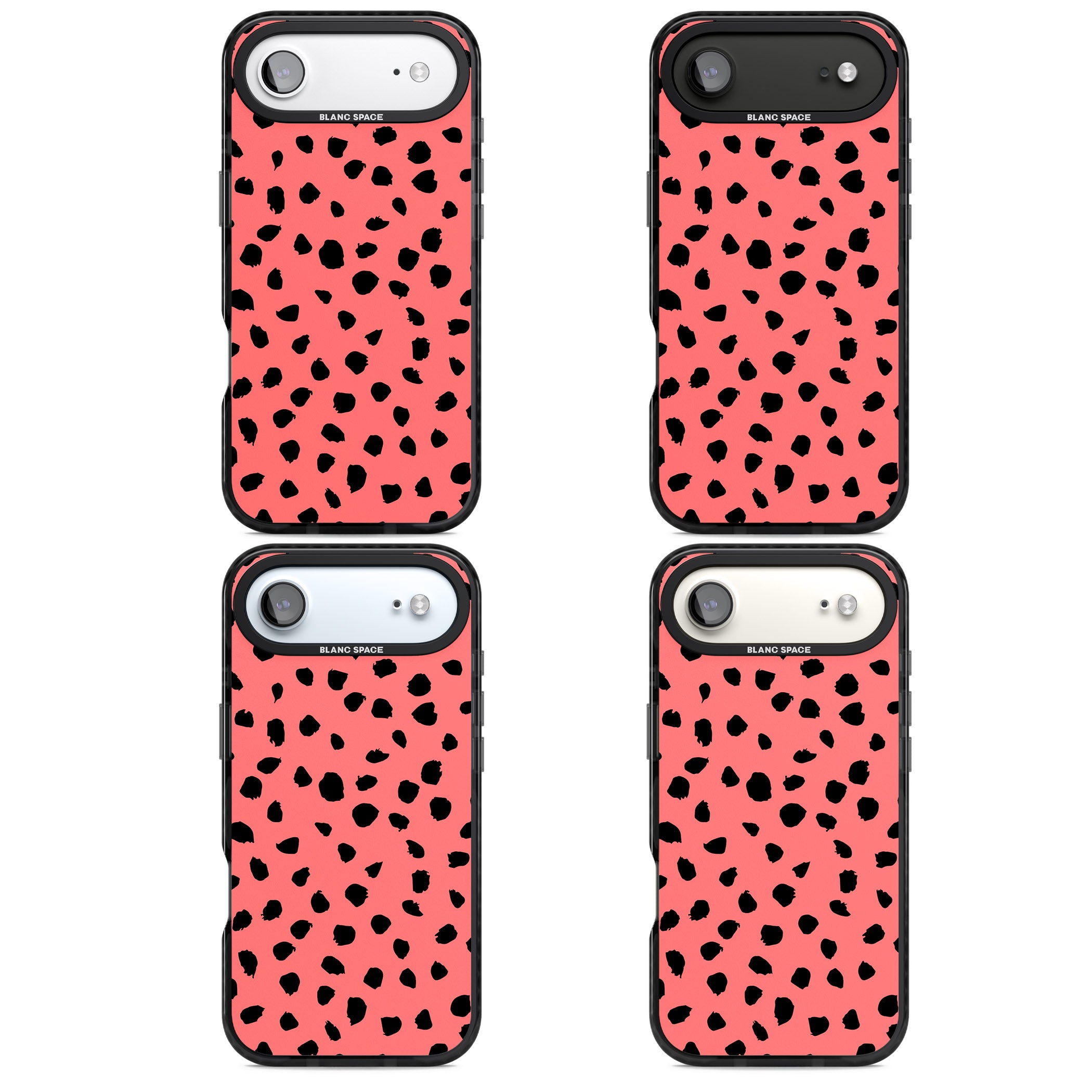 Black Dalmatian Spots On Coral iPhone 17 Air Impact Black Phone Case APT Impact Protection
