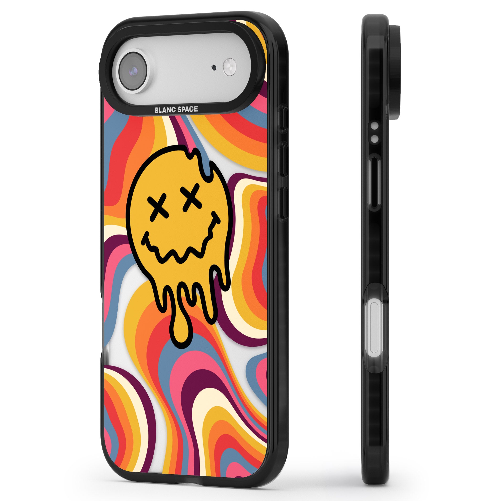 Trippy Face Melt iPhone 17 Air Impact Black Phone Case Side Profile
