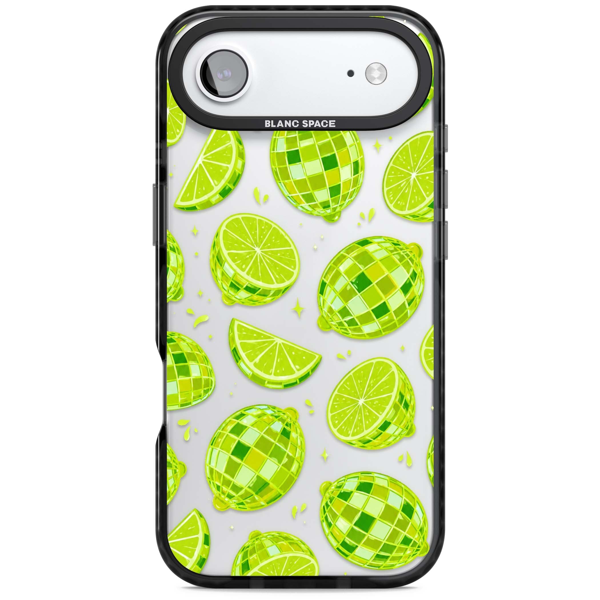 Disco Limes fruit aesthetic iPhone case featuring green disco balls, lime slices and citrus sparkles | Clear Impact case for iPhone Air