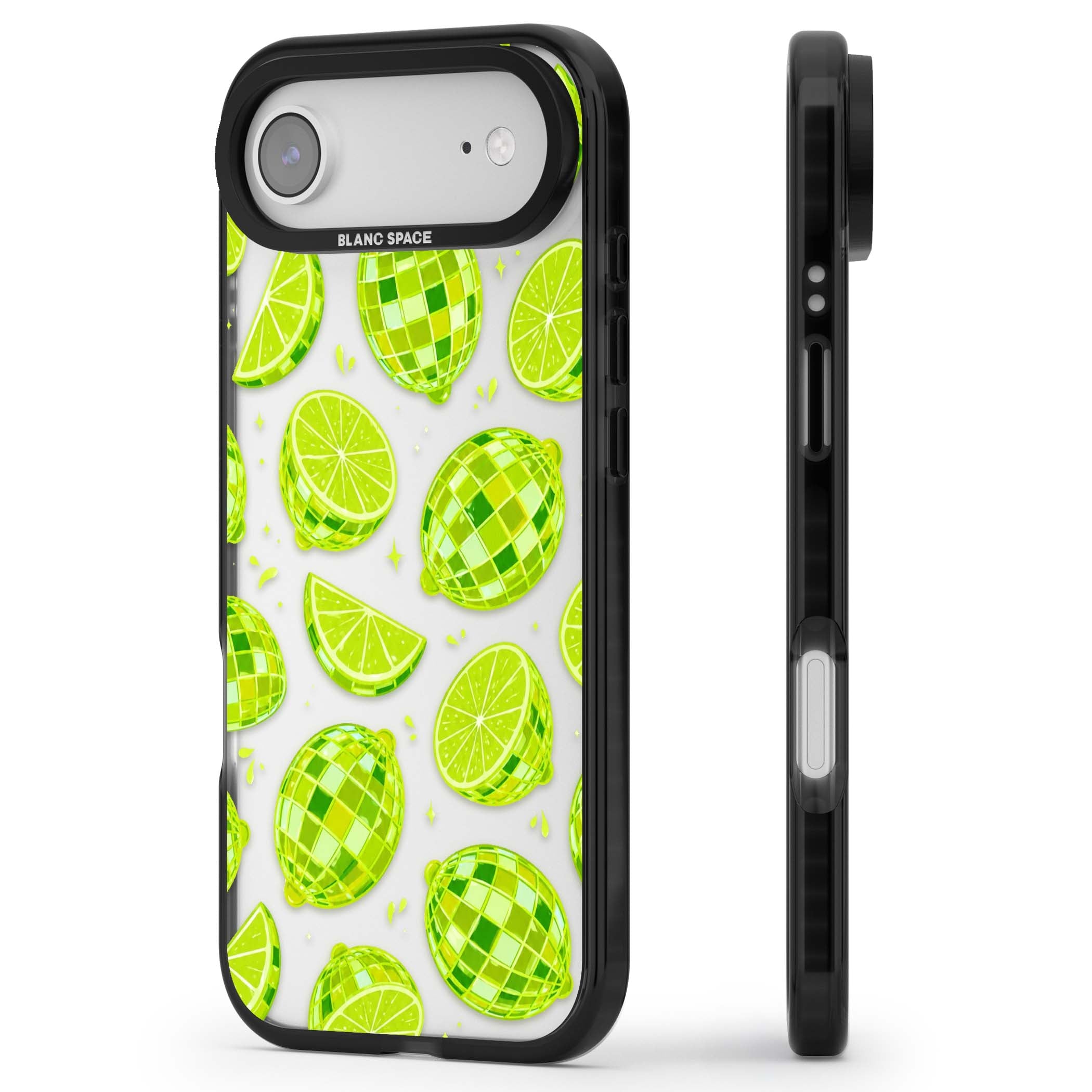 Disco Limes fruit aesthetic iPhone case featuring green disco balls, lime slices and citrus sparkles | Clear Impact case for iPhone Air