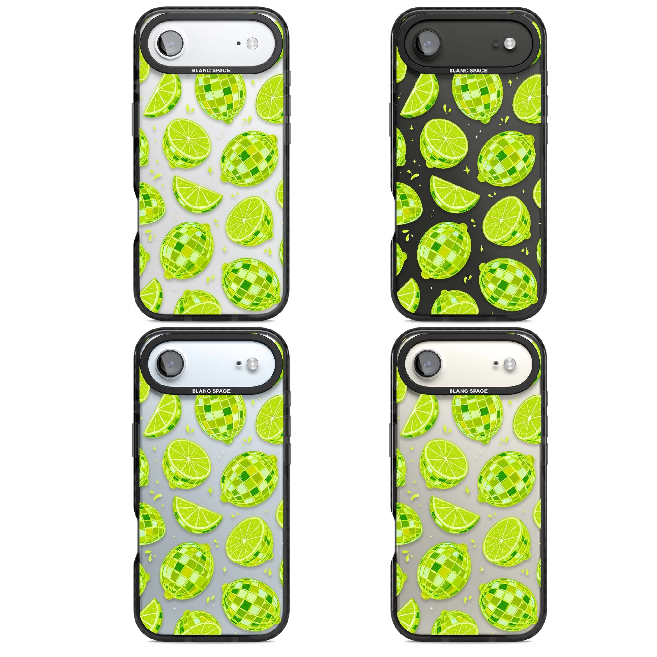 Disco Limes fruit aesthetic iPhone case featuring green disco balls, lime slices and citrus sparkles | Clear Impact case for iPhone Air