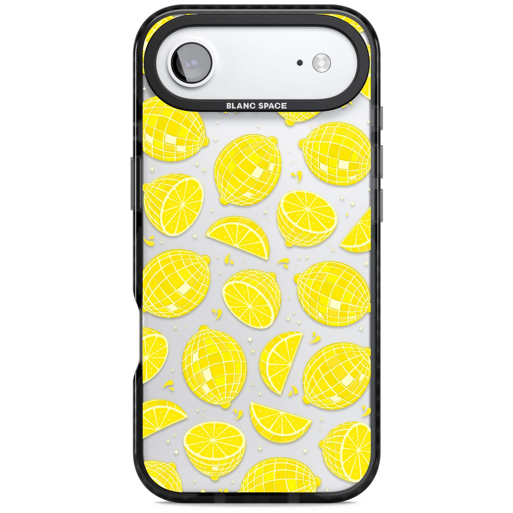 Disco Lemons citrus iPhone case featuring mirrorball lemons, sliced fruit and sparkle accents | Clear Impact case for iPhone Air