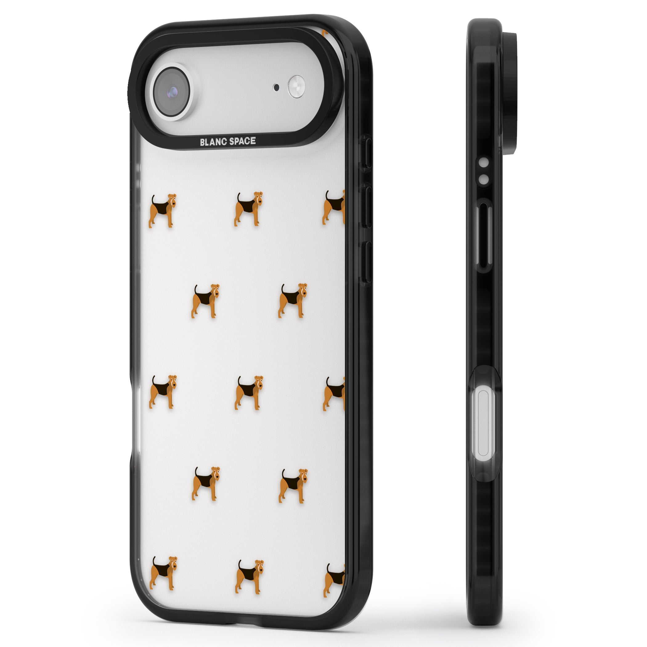 Airedale Terrier Dog Pattern iPhone 17 Air Impact Black Phone Case Side Profile