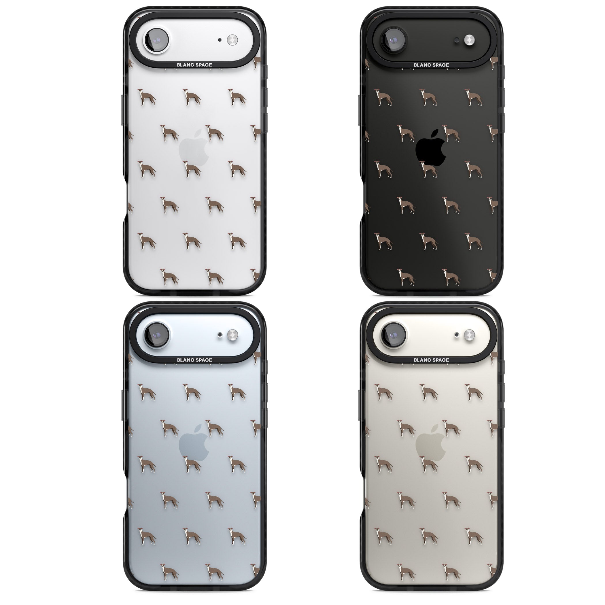 Whippet Dog Pattern Clear iPhone 17 Air Impact Black Phone Case APT Impact Protection
