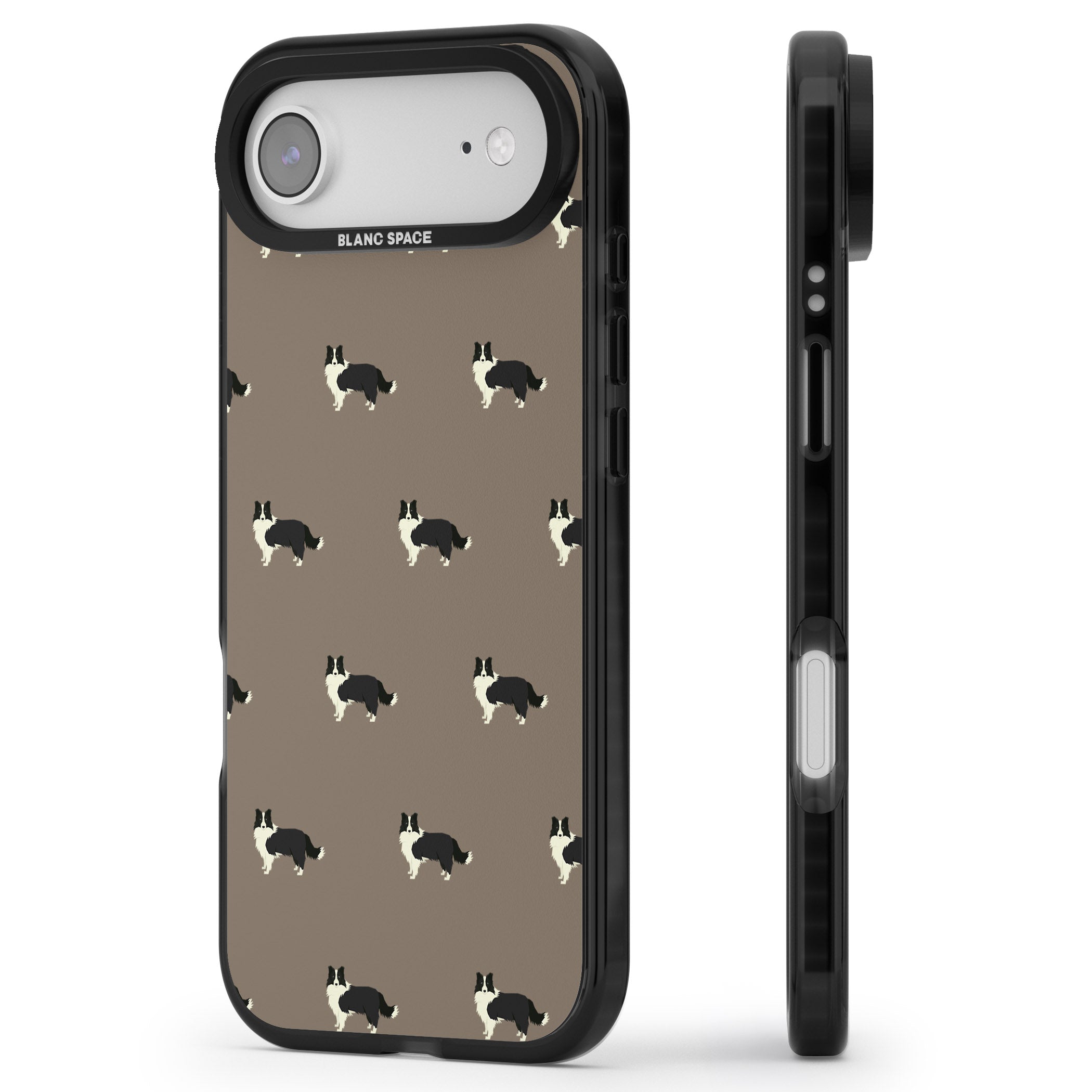 Border Collie Pattern Classic iPhone 17 Air Impact Black Phone Case Side Profile