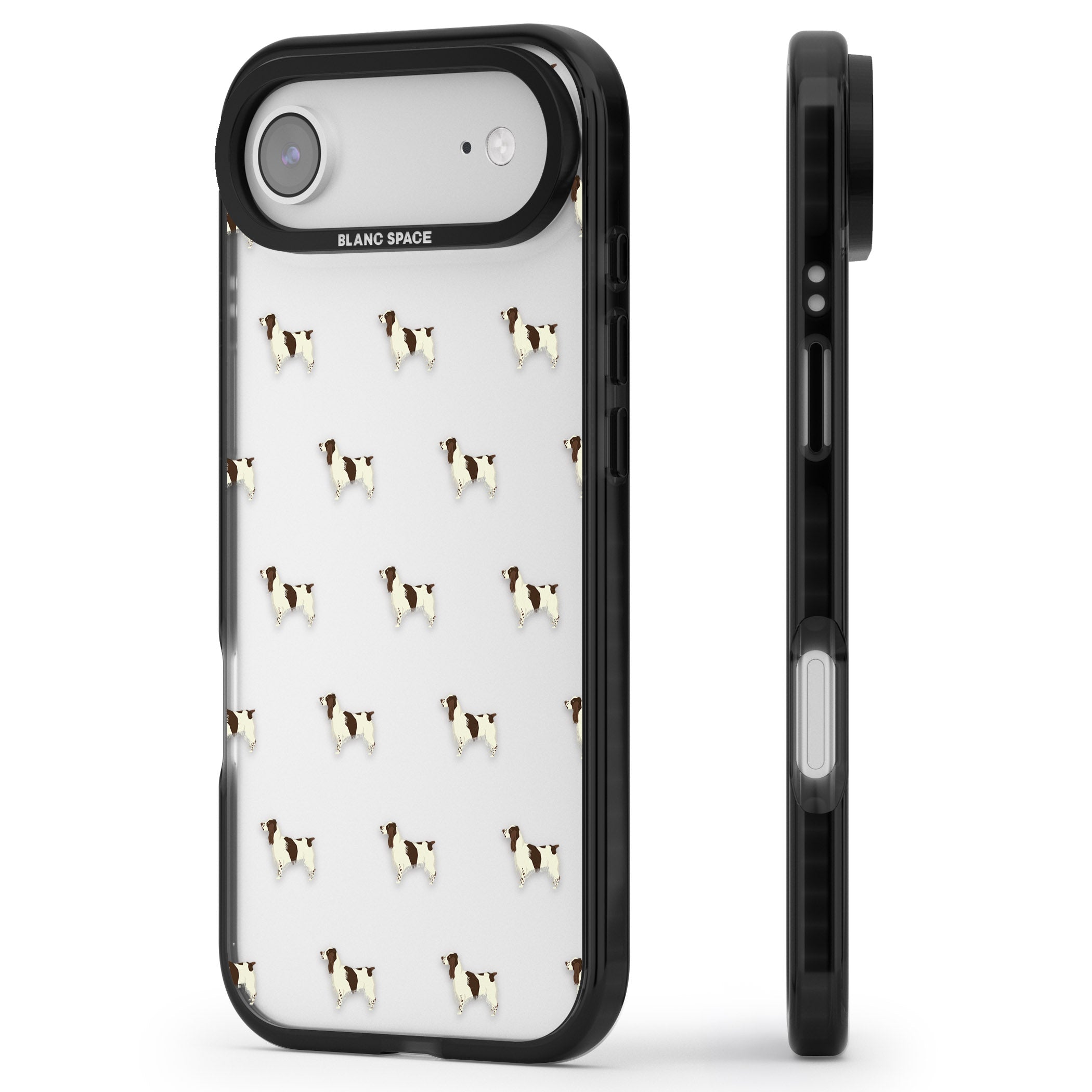 Spaniel Pattern iPhone 17 Air Impact Black Phone Case Side Profile