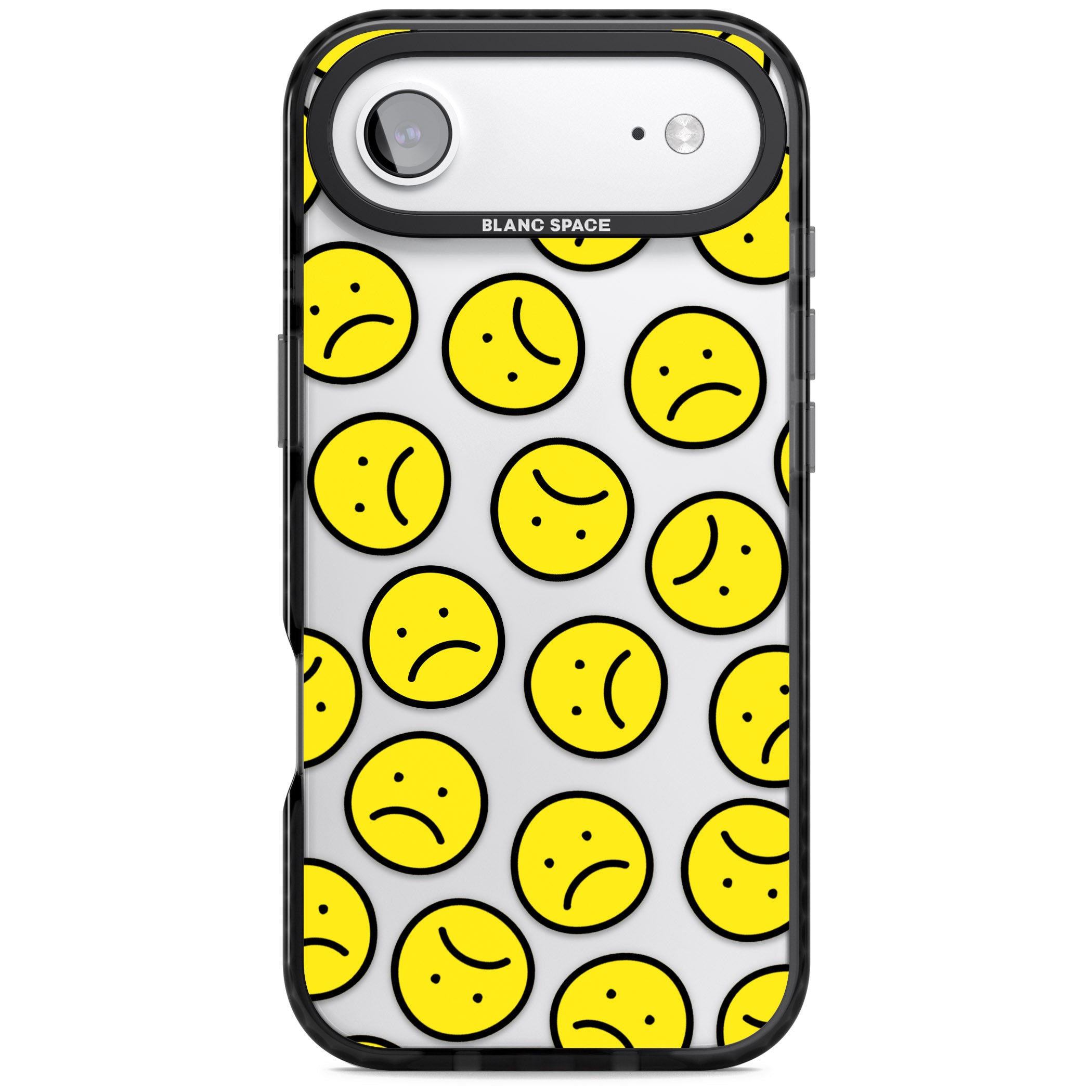 Sad Face Clear Pattern iPhone 17 Air Impact Black Phone Case