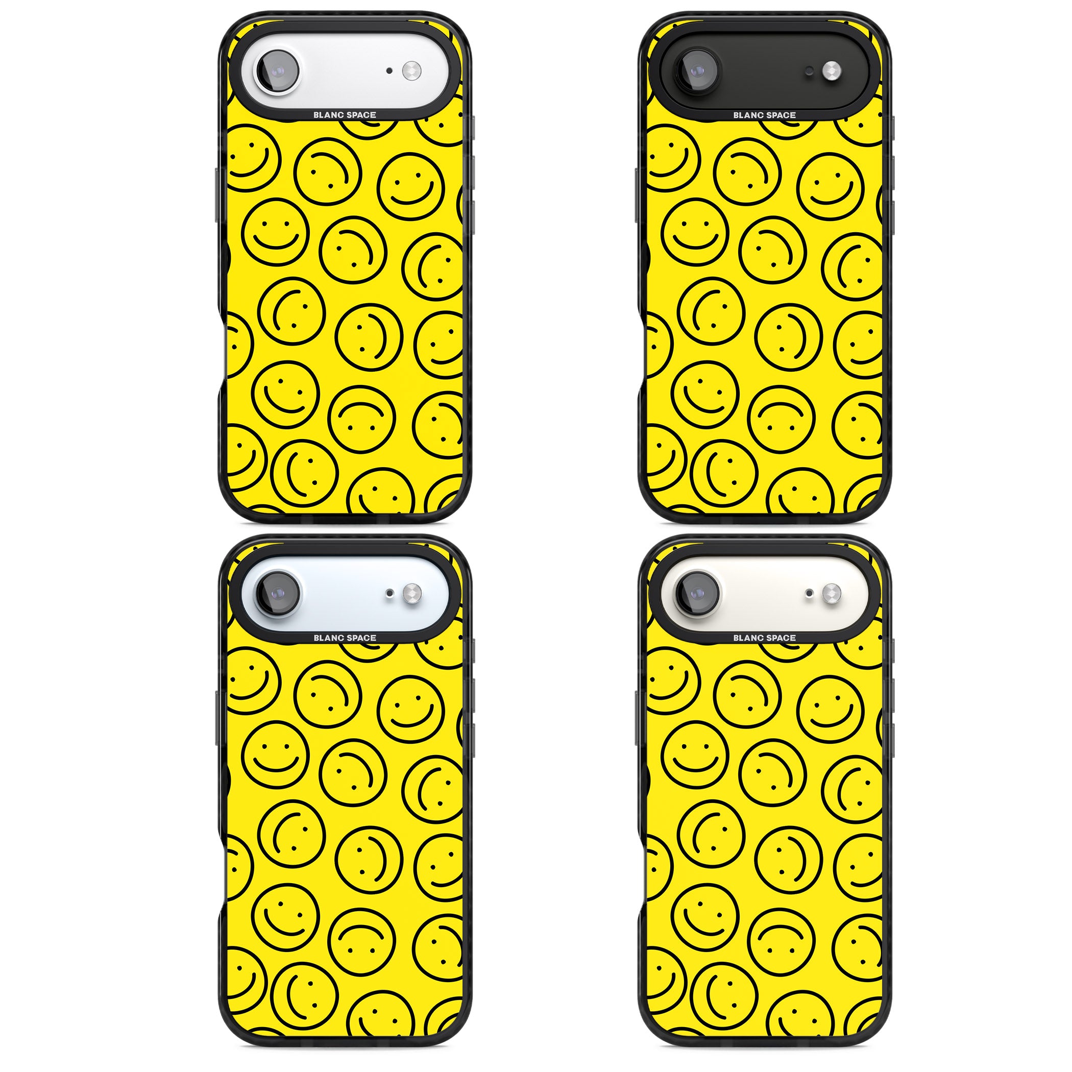 Happy Face Pattern iPhone 17 Air Impact Black Phone Case APT Impact Protection