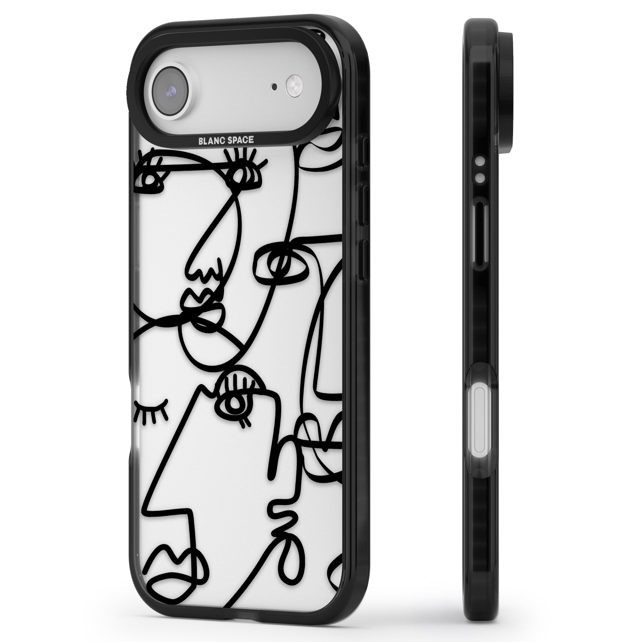 Abstract Line Art Black Clear iPhone 17 Air Impact Black Phone Case Side Profile