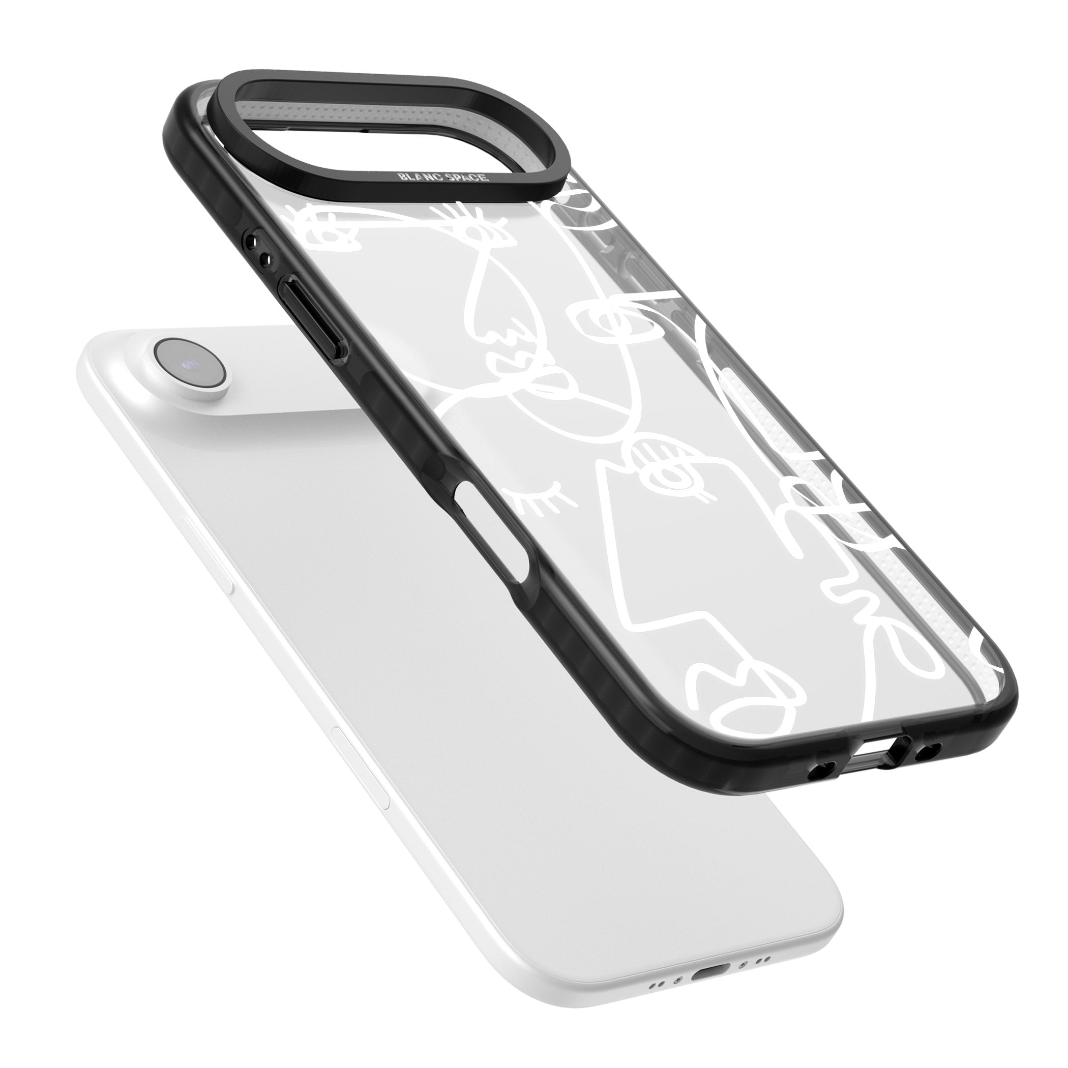 Abstract Line Art White Clear iPhone 17 Air Impact Black Phone Case Colours