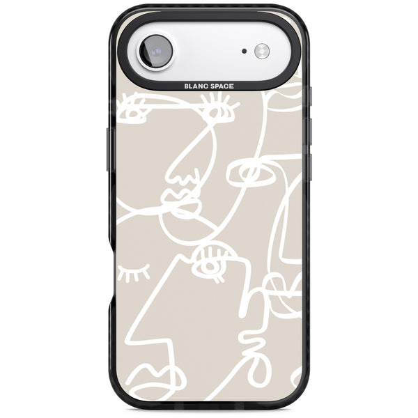 Abstract Line Art White Beige