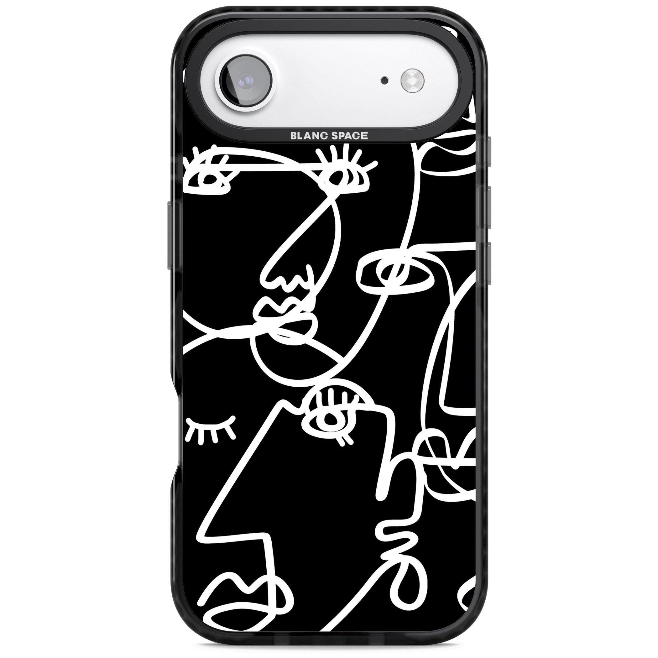 Abstract Line Art White Black iPhone 17 Air Impact Black Phone Case
