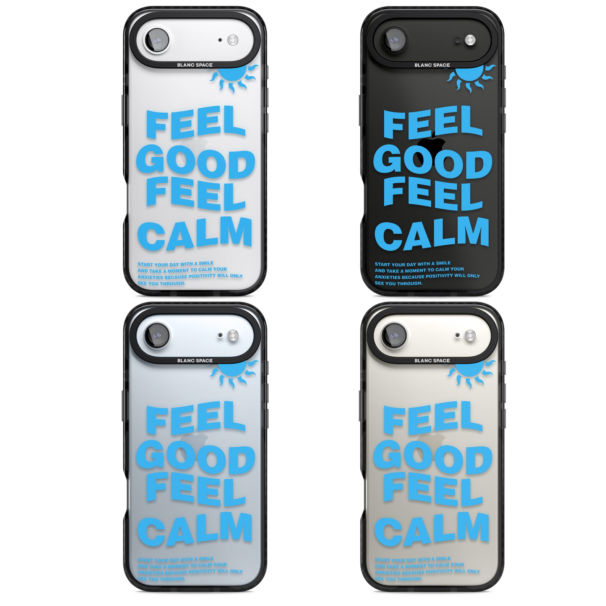 Feel Good Feel Calm (Blue) iPhone 17 Air Impact Black Phone Case APT Impact Protection