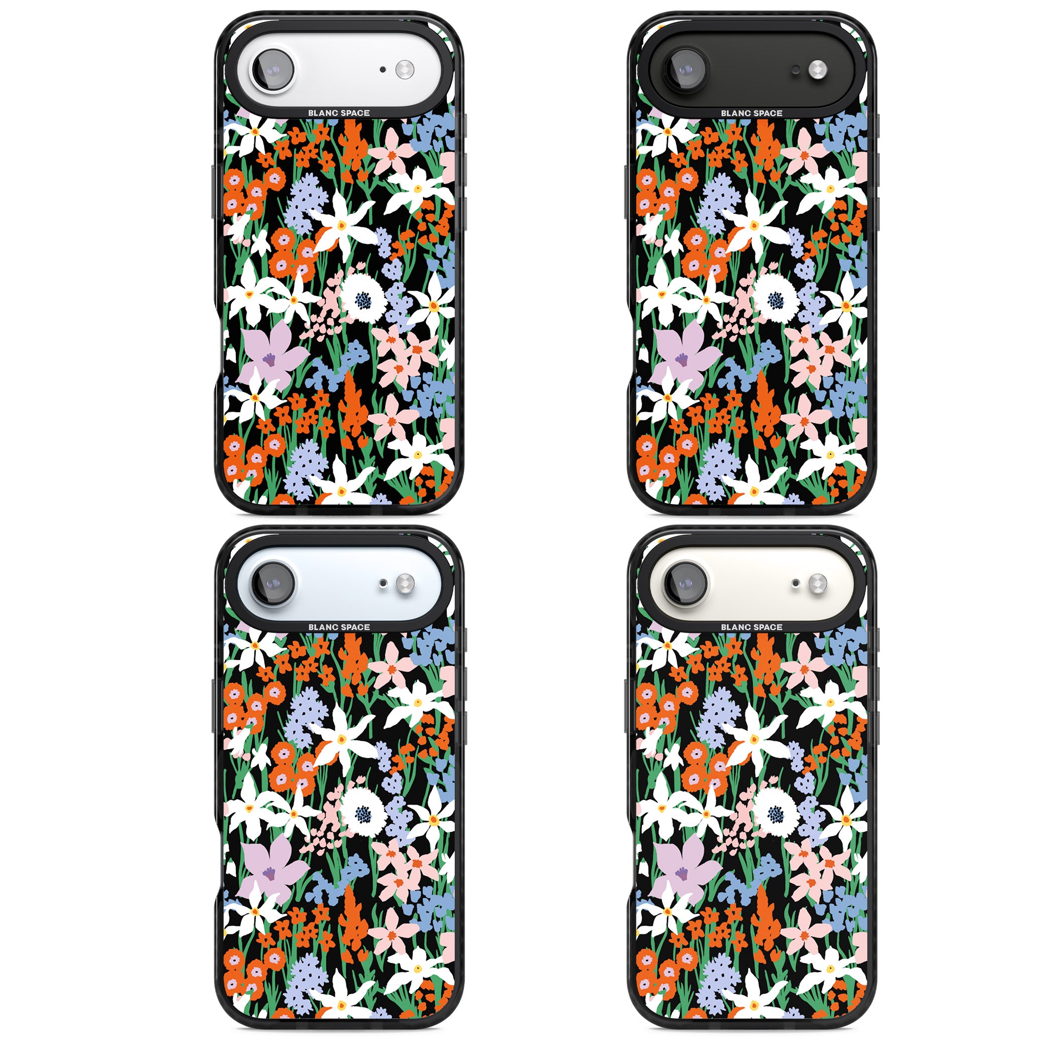 Floral Bloom Meadow Solid iPhone 17 Air Impact Black Phone Case APT Impact Protection