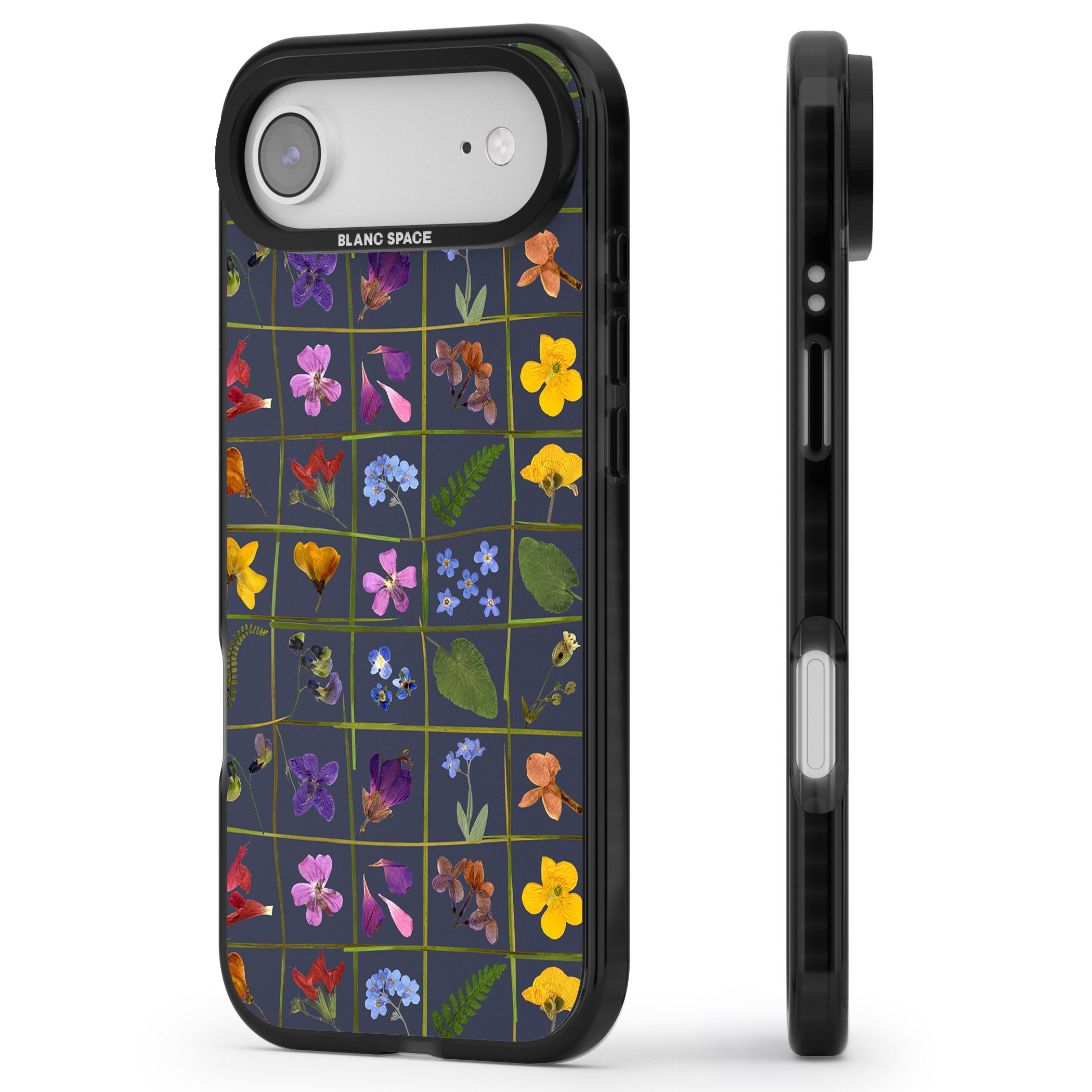 Wildflower Grid iPhone 17 Air Impact Black Phone Case Side Profile