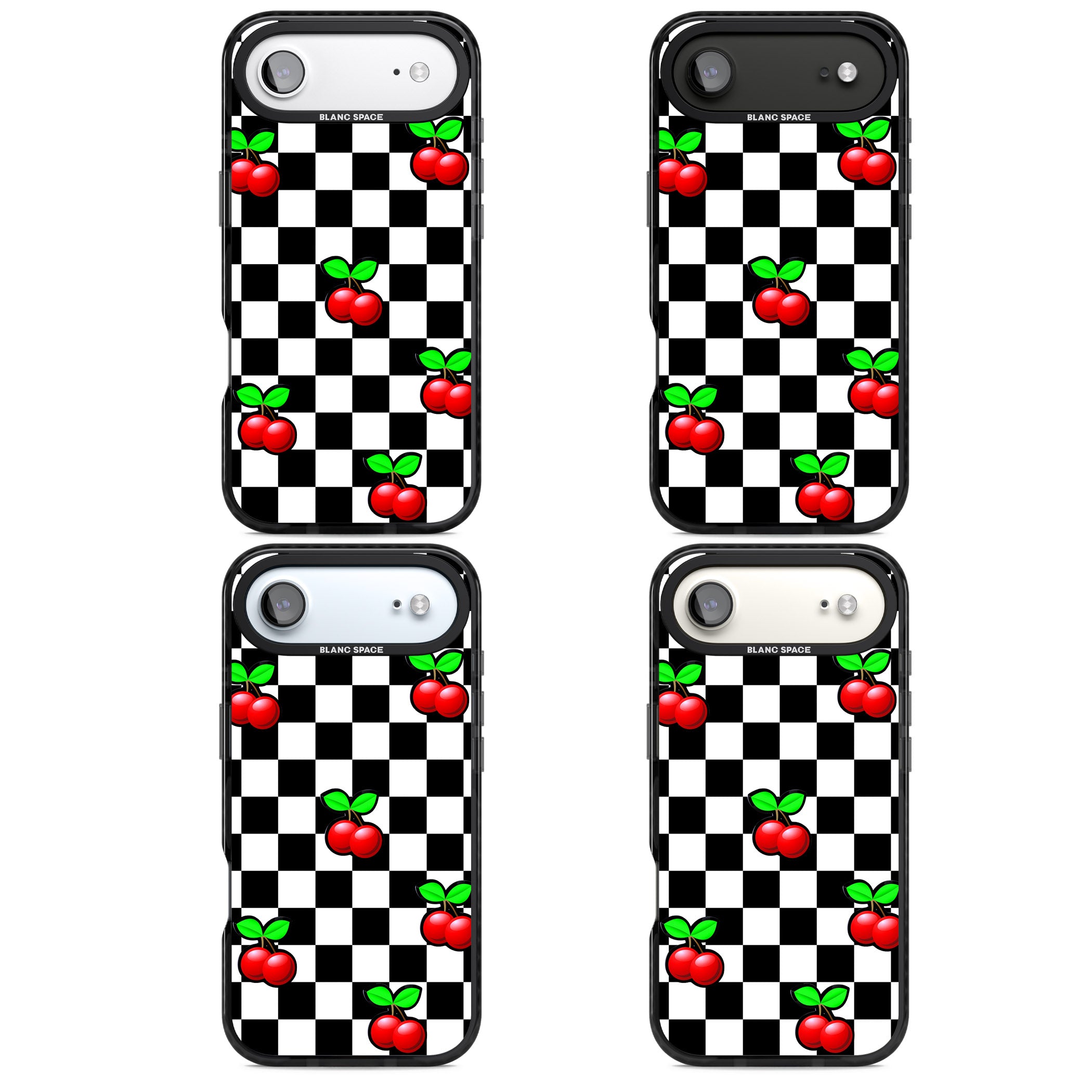 Checkered Cherry iPhone 17 Air Impact Black Phone Case APT Impact Protection
