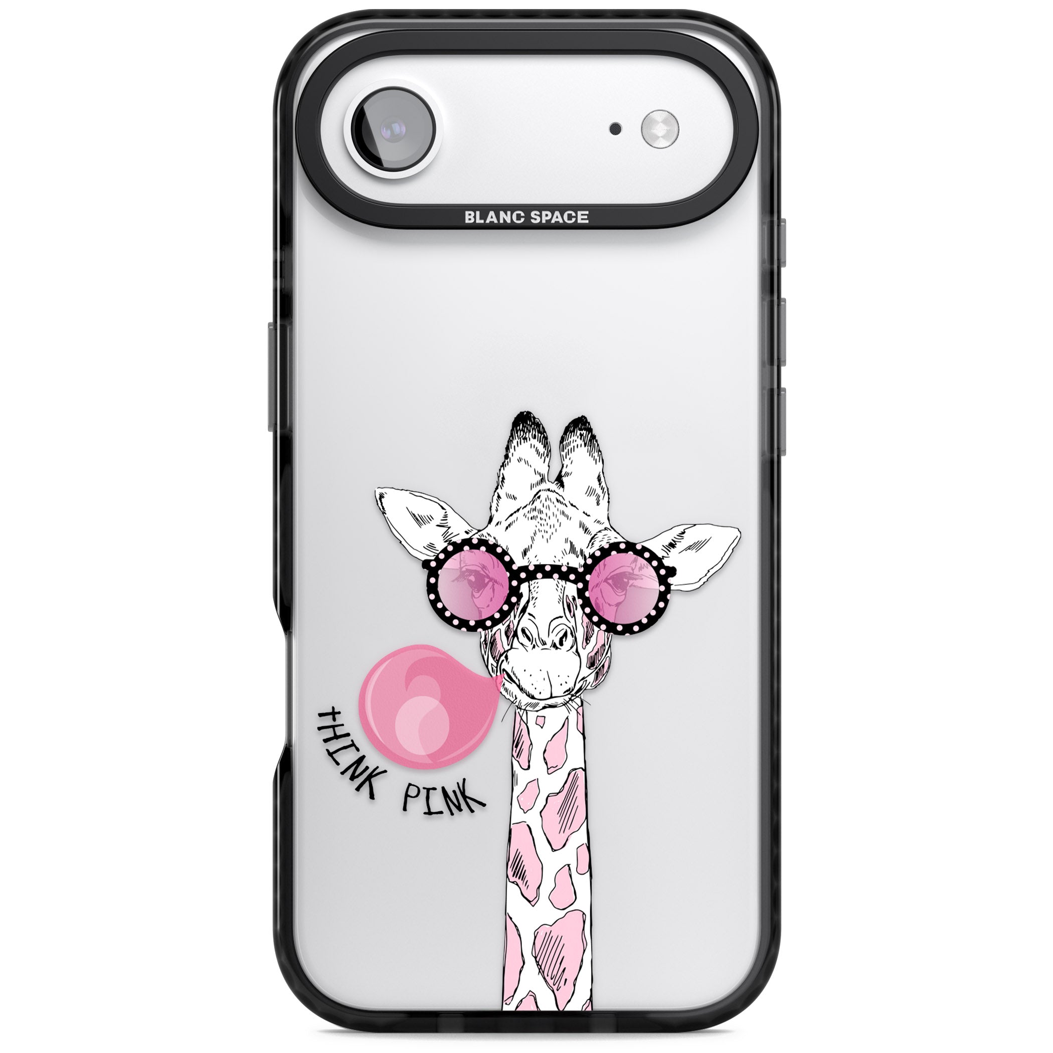 Think Pink Giraffe iPhone 17 Air Impact Black Phone Case