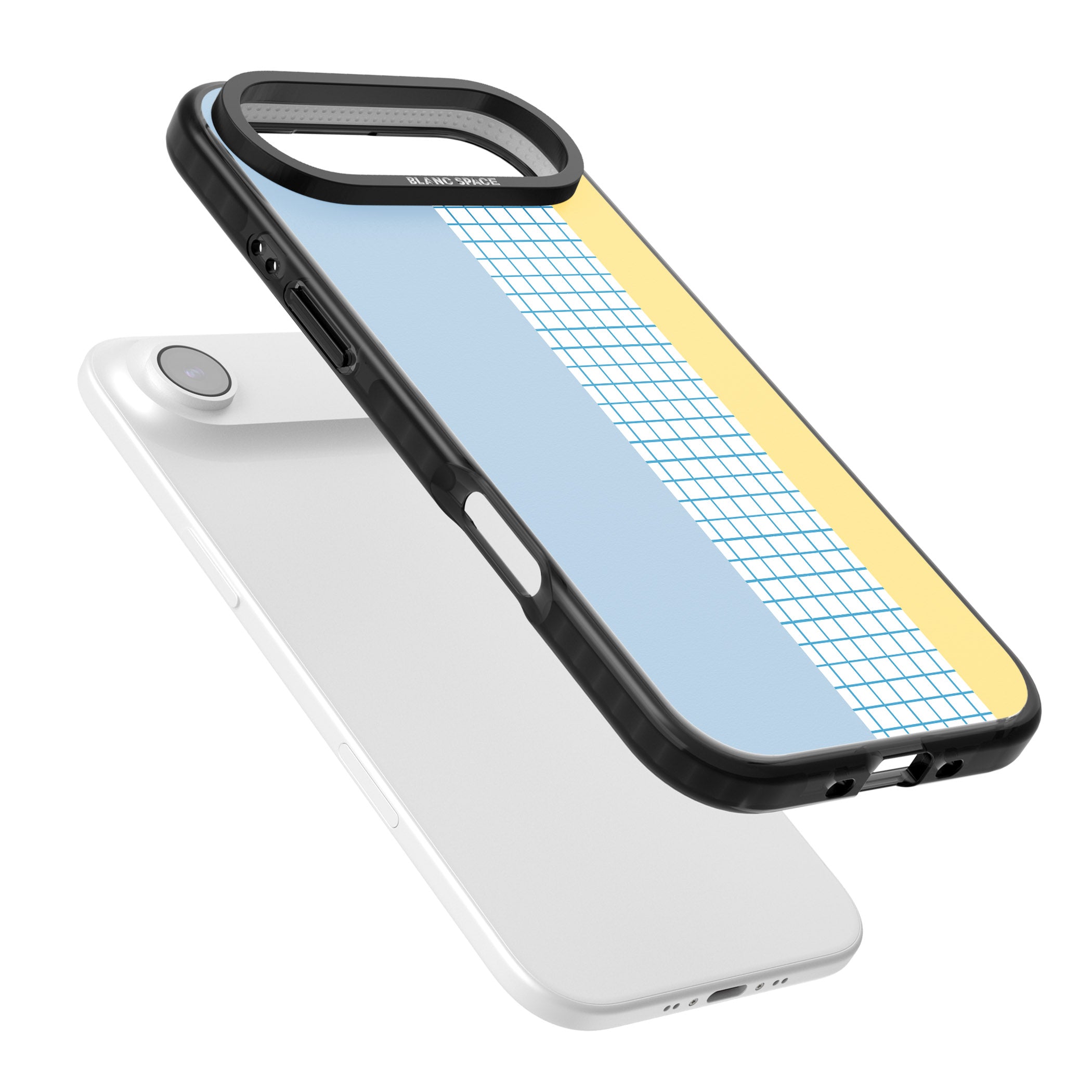 Abstract Grid Blue & Yellow iPhone 17 Air Impact Black Phone Case Colours