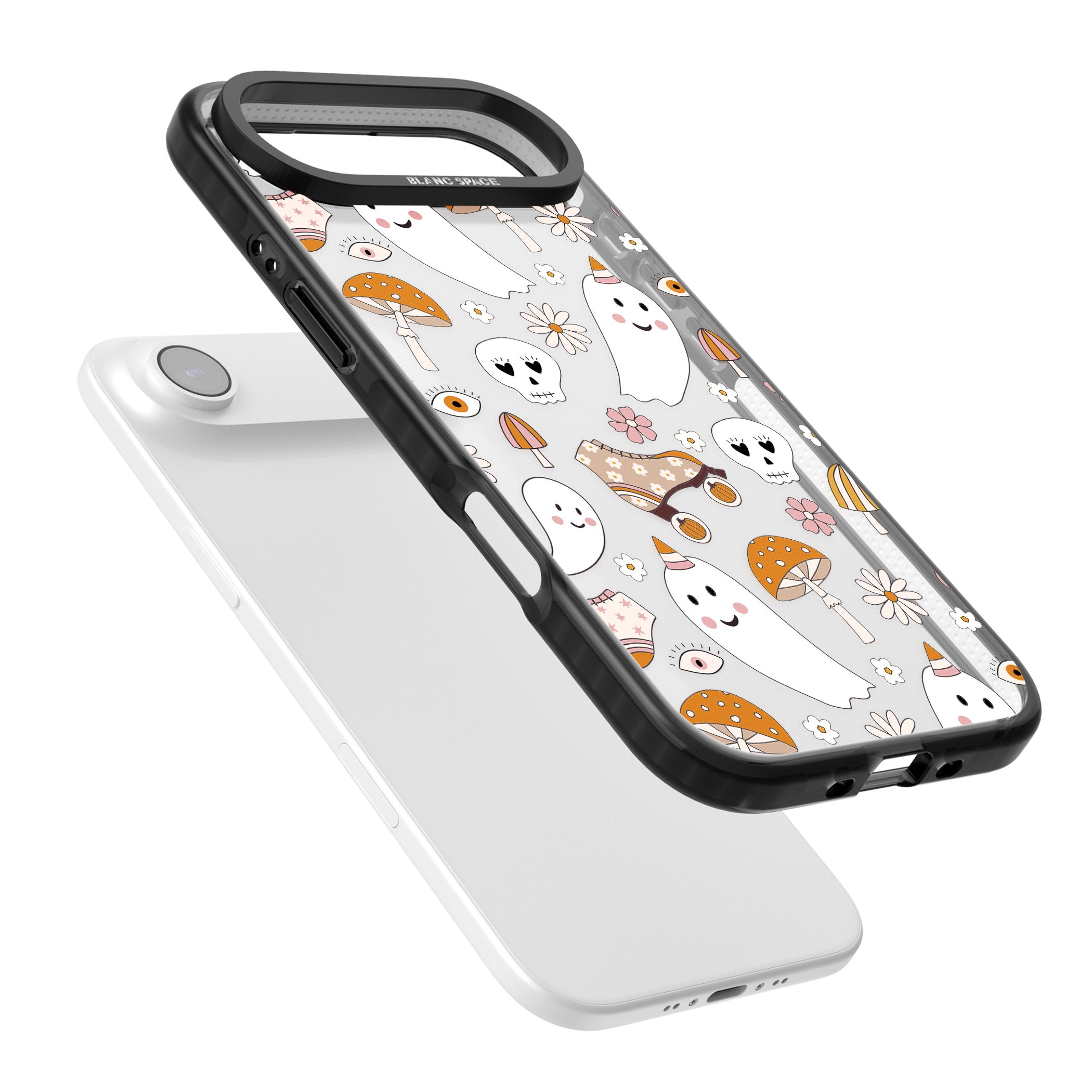 Cute Ghost And Skulls Pattern iPhone 17 Air Impact Black Phone Case Colours