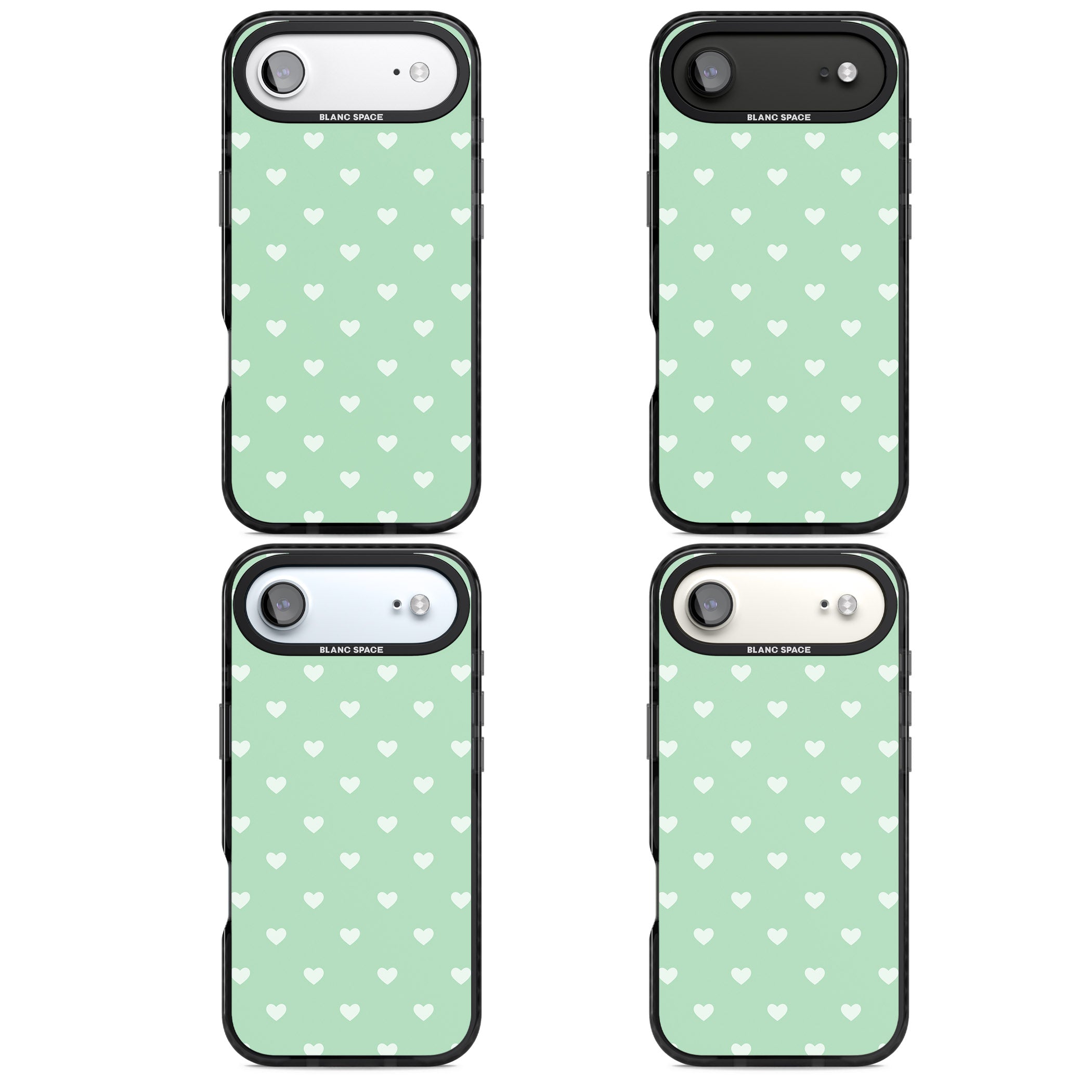 Small Heart Pattern: Green iPhone 17 Air Impact Black Phone Case APT Impact Protection