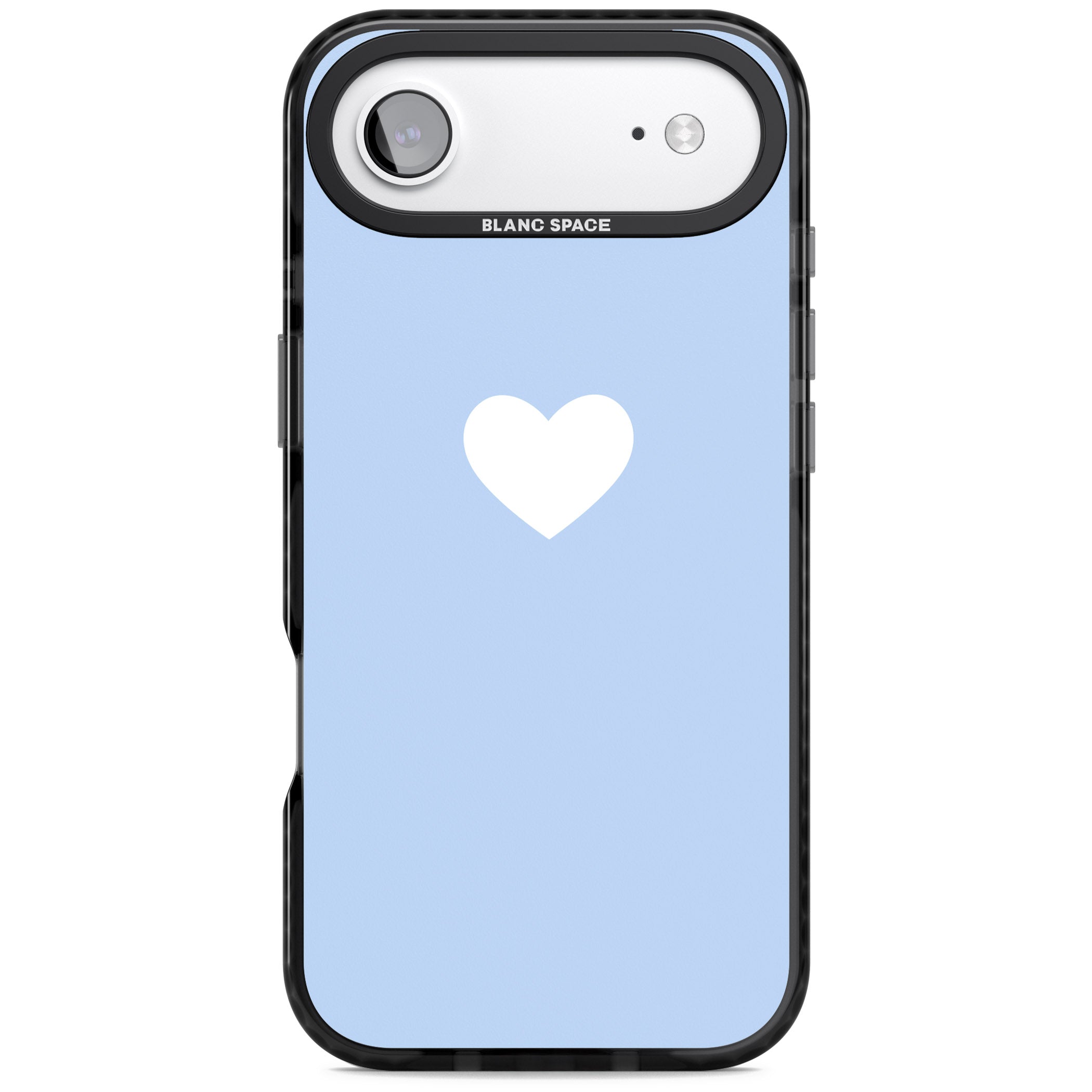 Single Heart Design: White & Baby Blue iPhone 17 Air Impact Black Phone Case