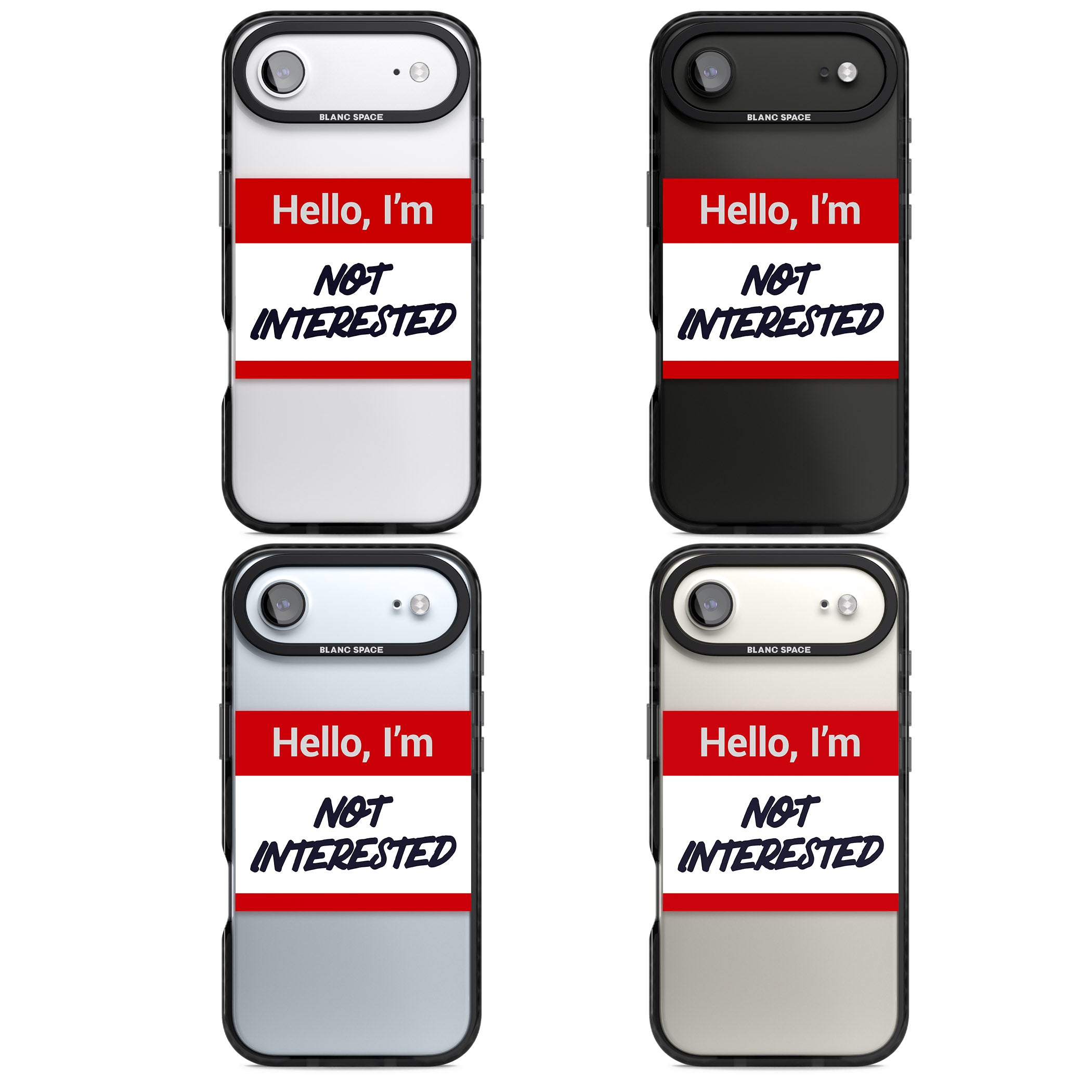 Funny Hello Name Tag Not Interested iPhone 17 Air Impact Black Phone Case APT Impact Protection