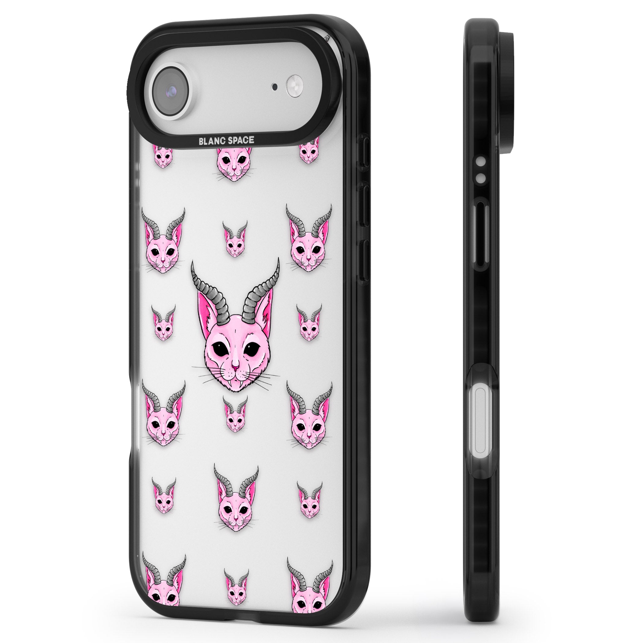 Demon Cat Pattern iPhone 17 Air Impact Black Phone Case Side Profile