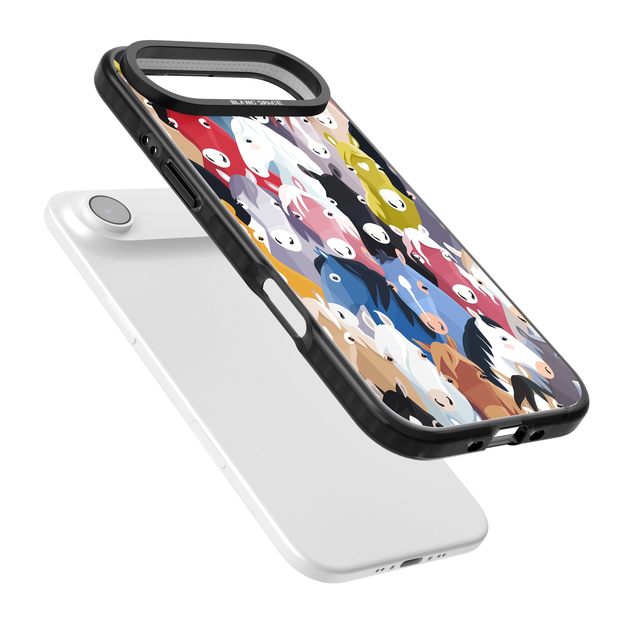 Colourful Horse Pattern iPhone 17 Air Impact Black Phone Case Colours