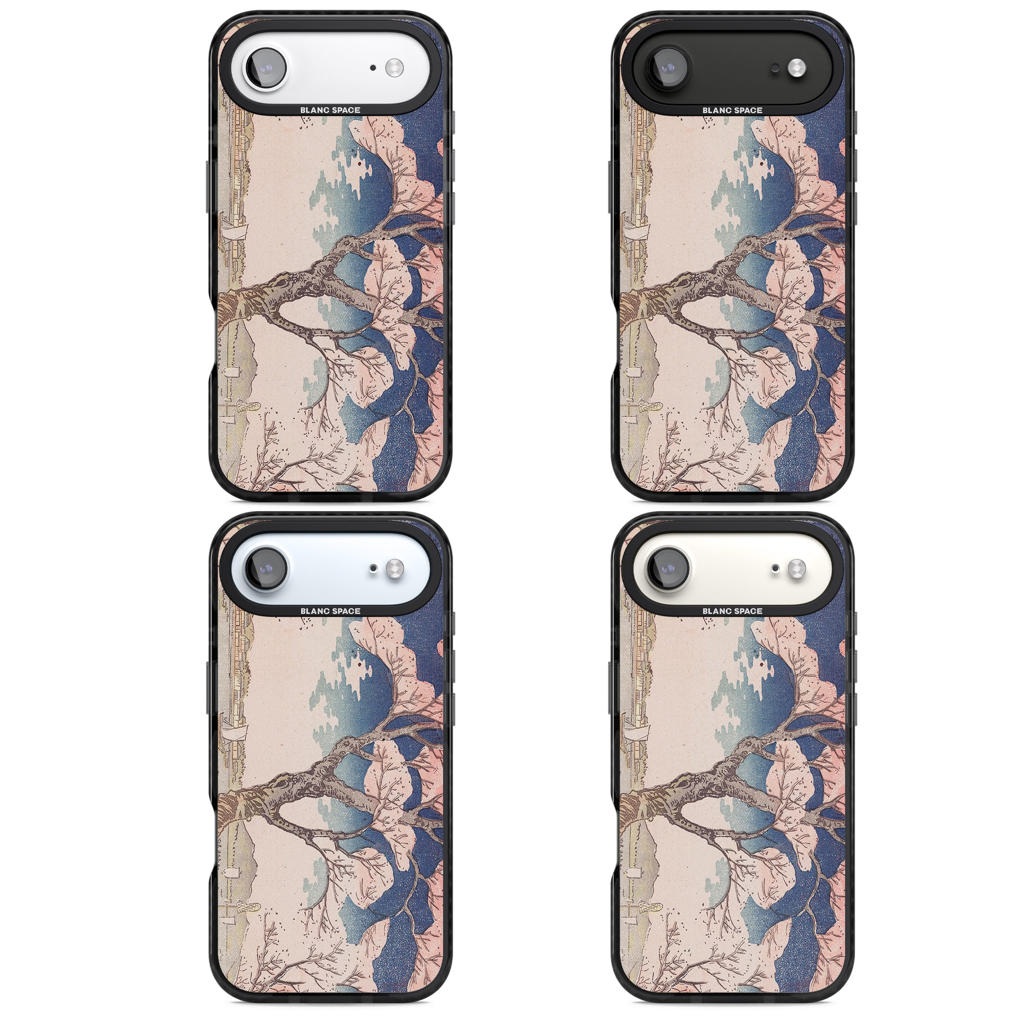 Vintage Japanese Illustrations Cherry Tree iPhone 17 Air Impact Black Phone Case APT Impact Protection