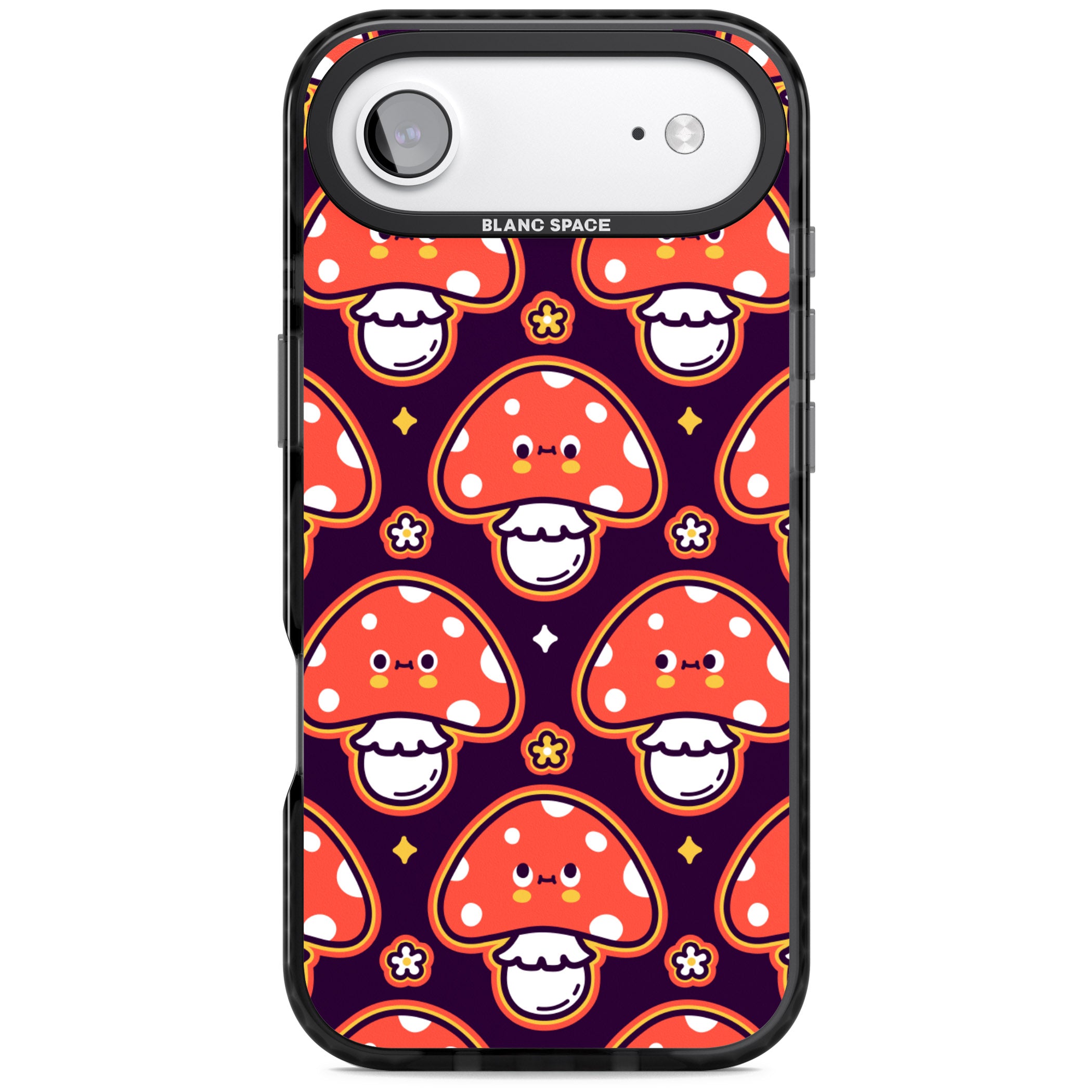 Mushroom Kawaii Pattern iPhone 17 Air Impact Black Phone Case