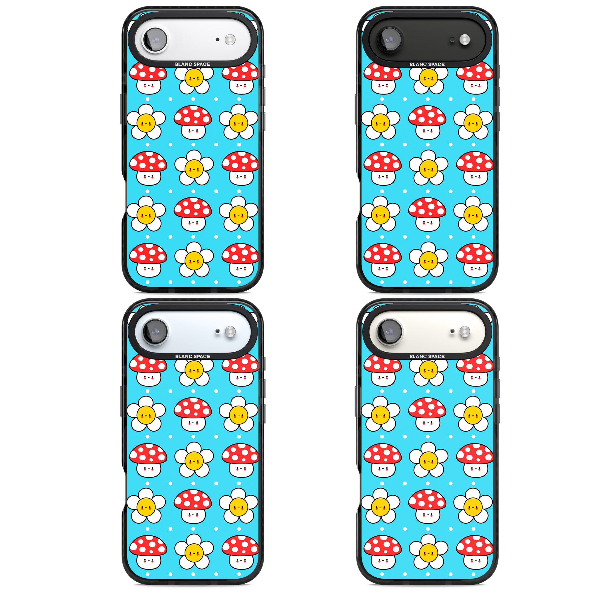 Shroom Bunnies Kawaii Pattern iPhone 17 Air Impact Black Phone Case APT Impact Protection