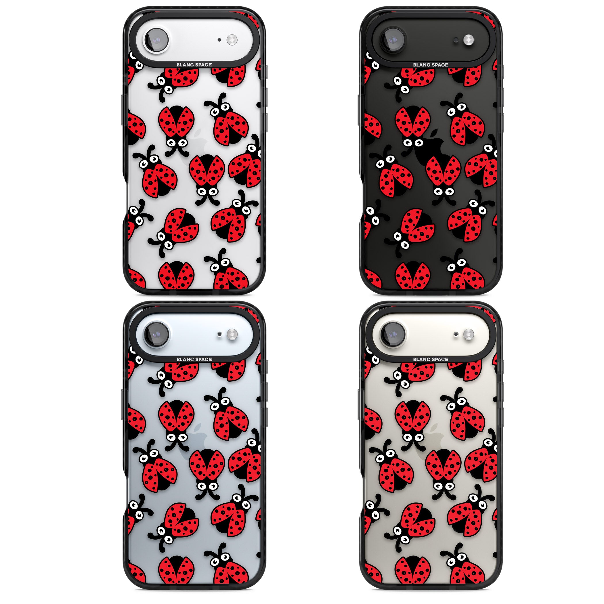 Ladybug Pattern iPhone 17 Air Impact Black Phone Case APT Impact Protection
