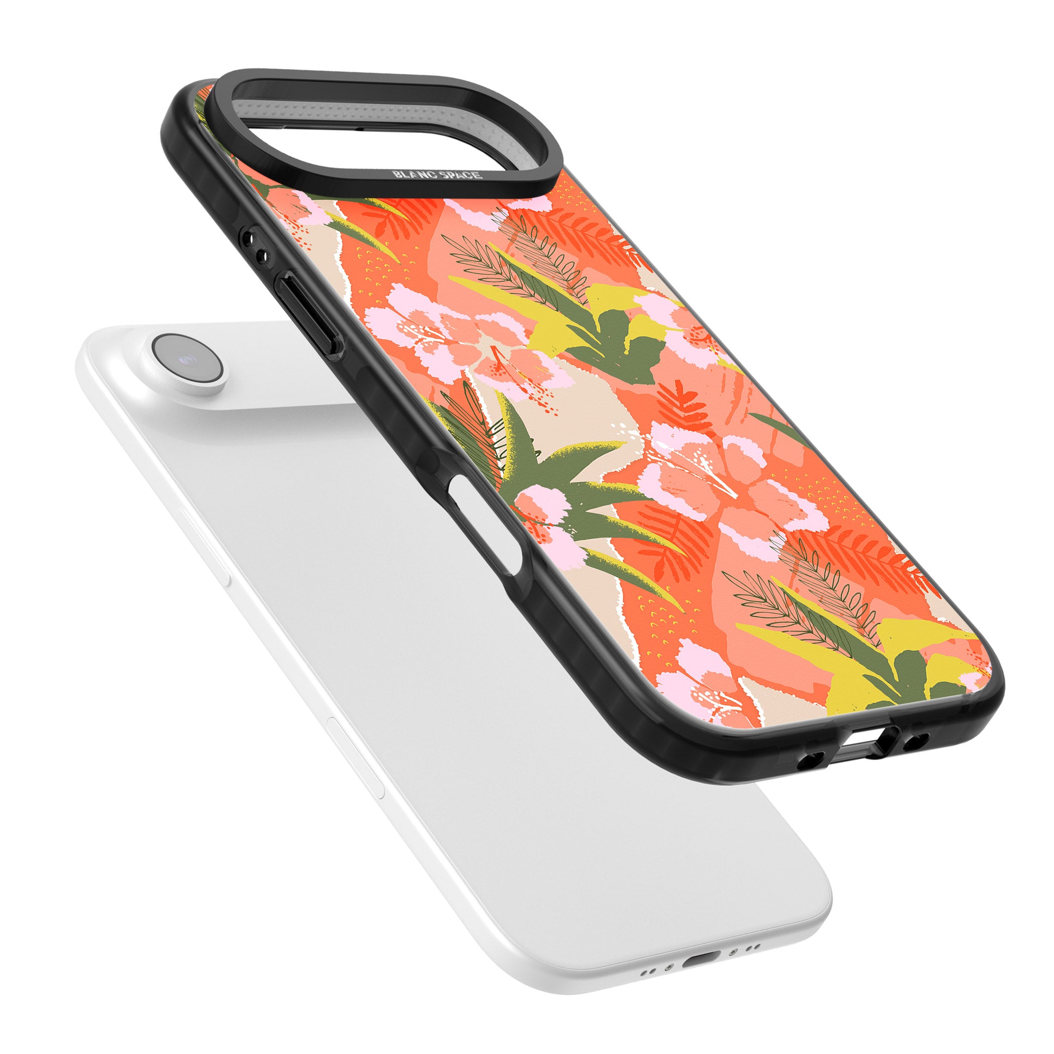 Hawaiian Flowers Abstract Pattern iPhone 17 Air Impact Pro Black Phone Case Colours