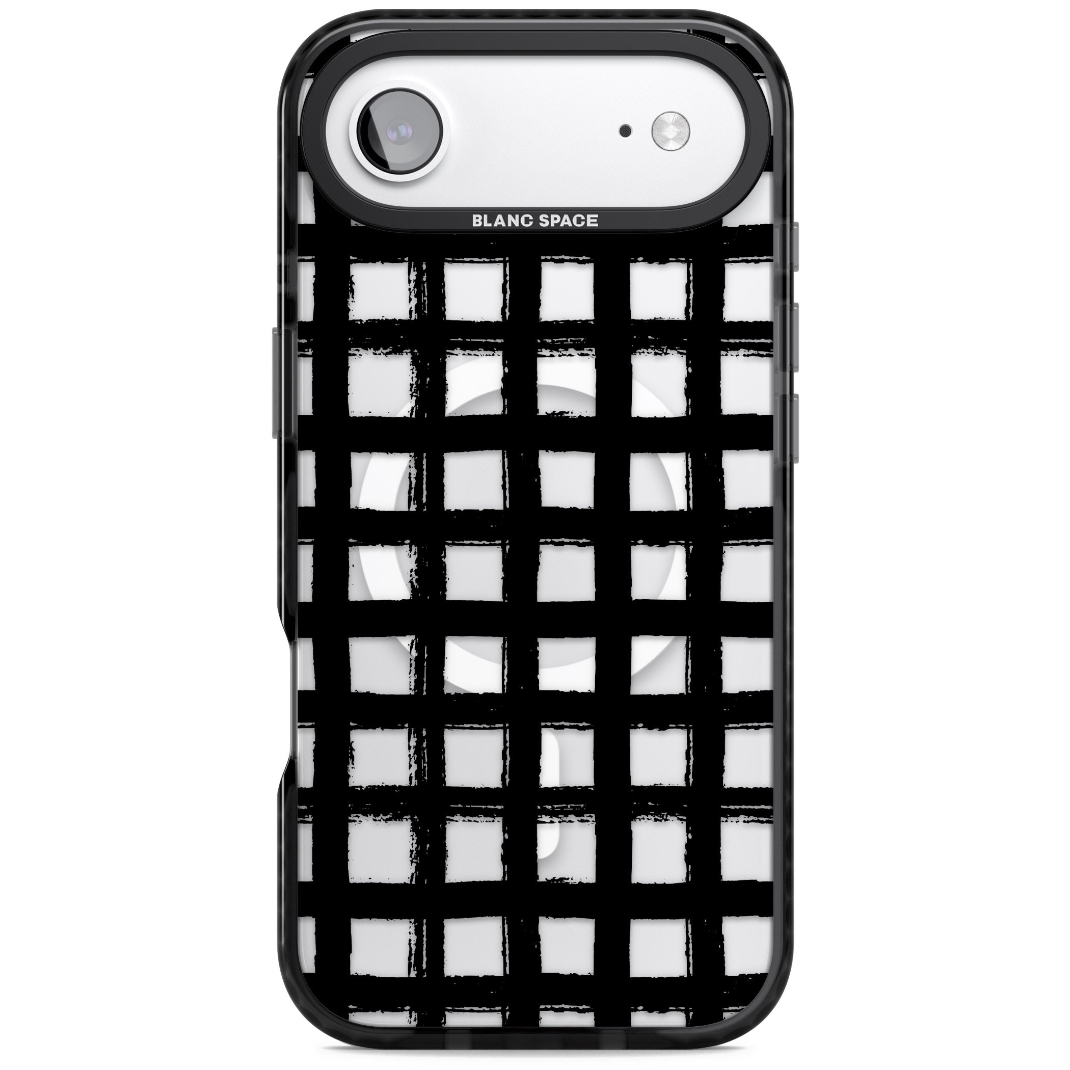 Messy Black Grid Clear iPhone 17 Air Impact Pro Black Phone Case