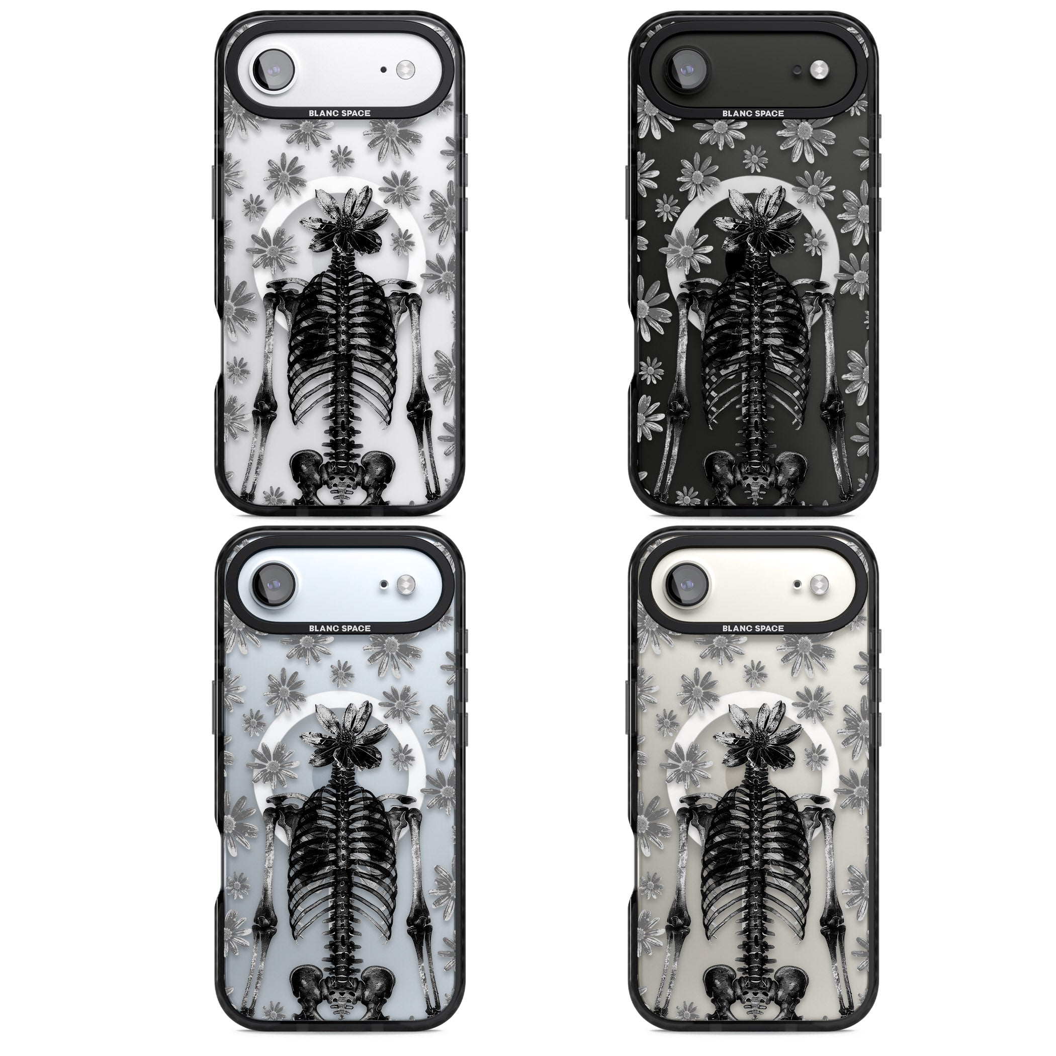 Skeleton Flower iPhone 17 Air Impact Pro Black Phone Case APT Impact Protection